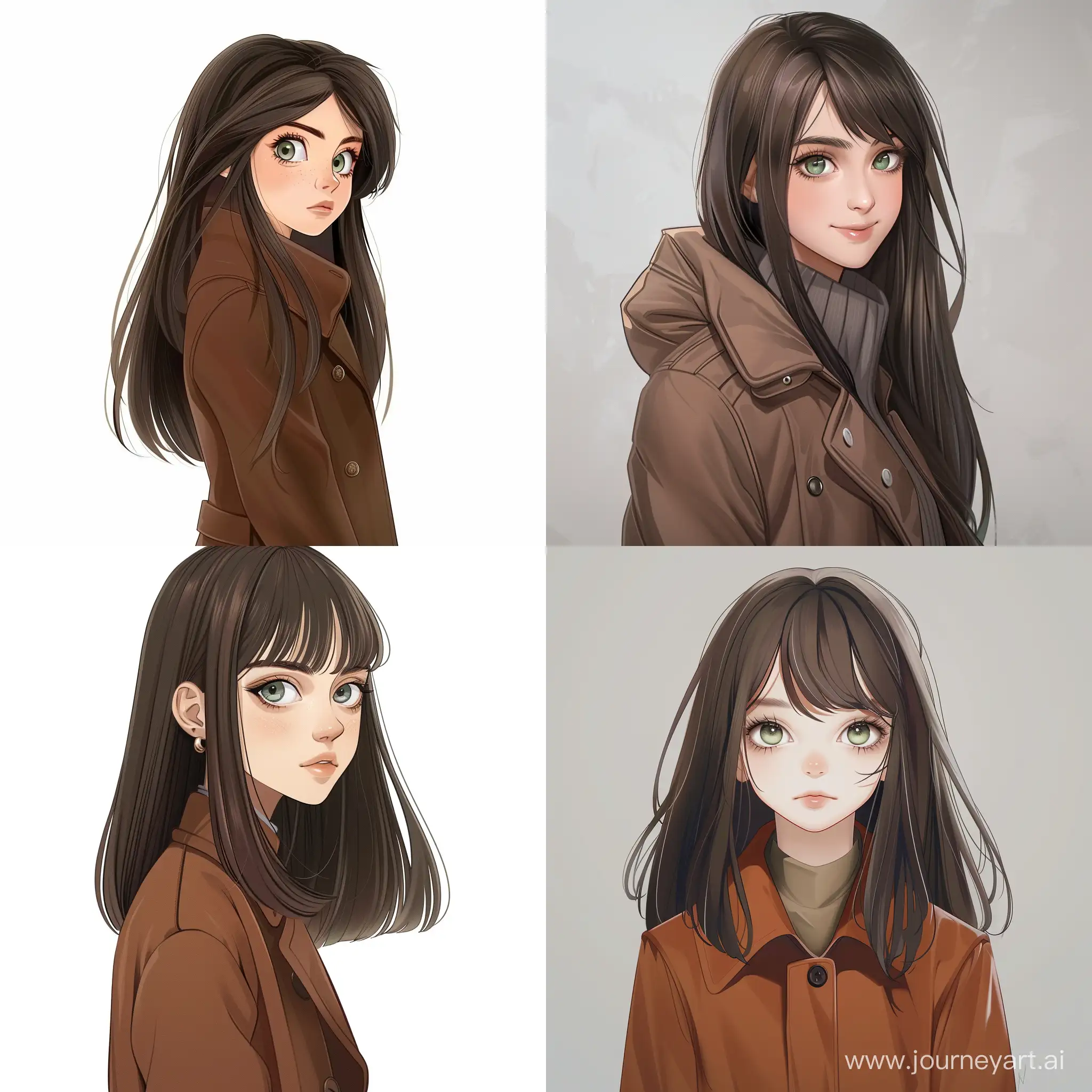 Stylish-Teenage-Girl-in-Brown-Coat-HighQuality-Cartoon-Portrait