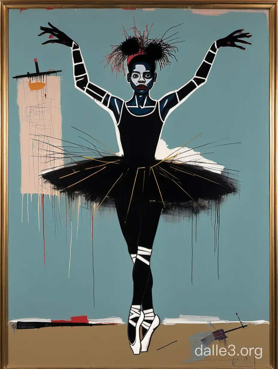 Jean-Michel Basquiat painting of a goth ballerina