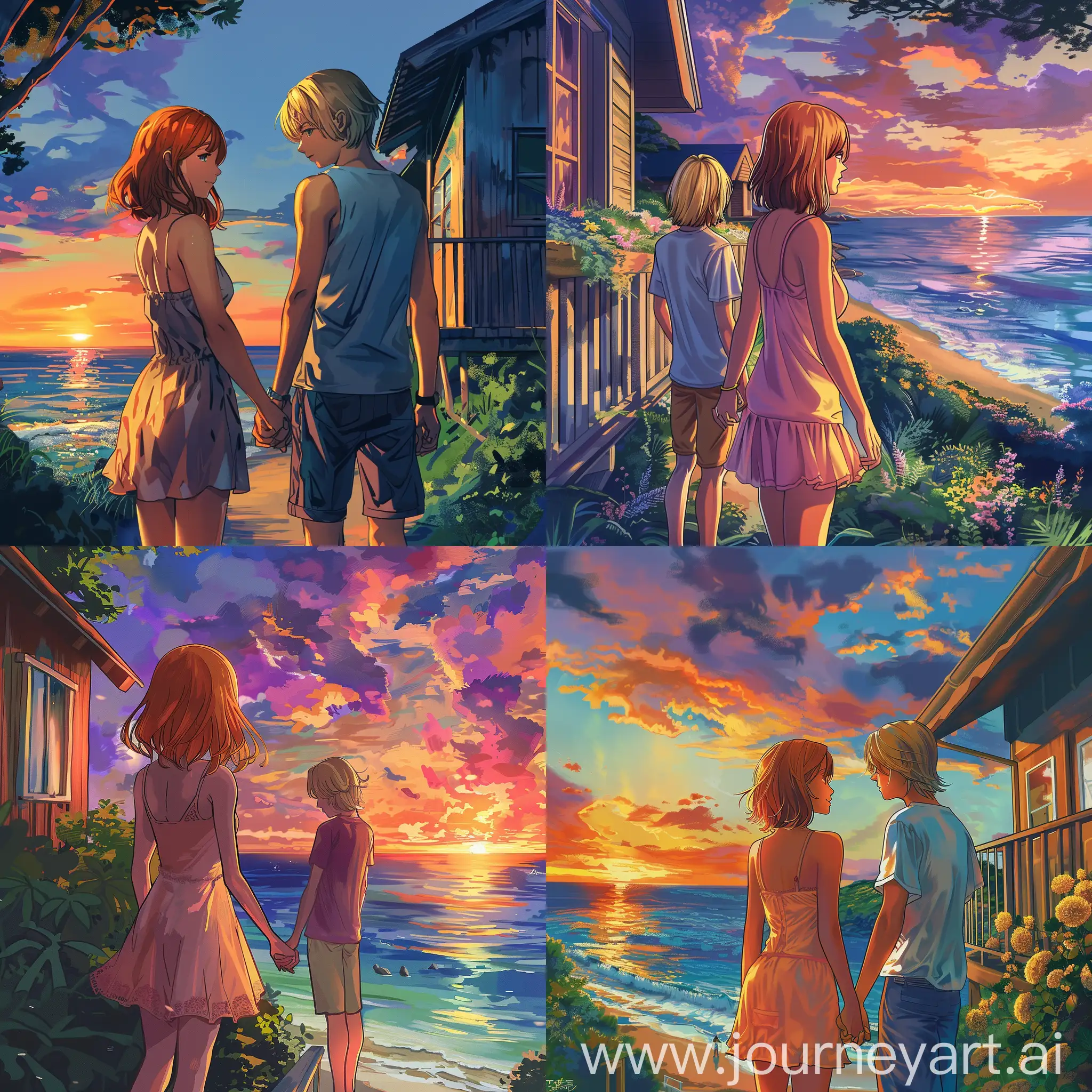 Romantic-Sunset-Stroll-by-the-Ocean-Young-Couple-in-Anime-Style