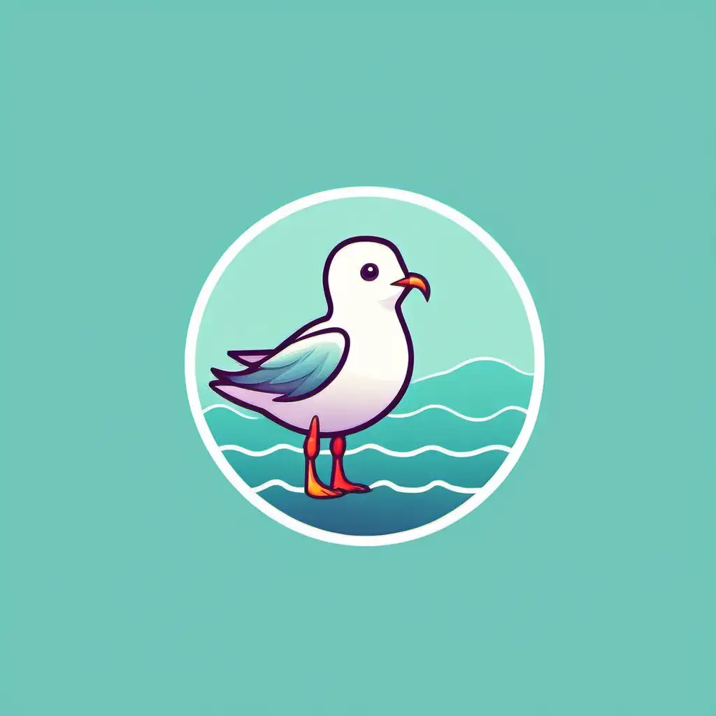 做一个logo，小海鸥，勇敢、可爱、倔强，色彩明快，极简风
