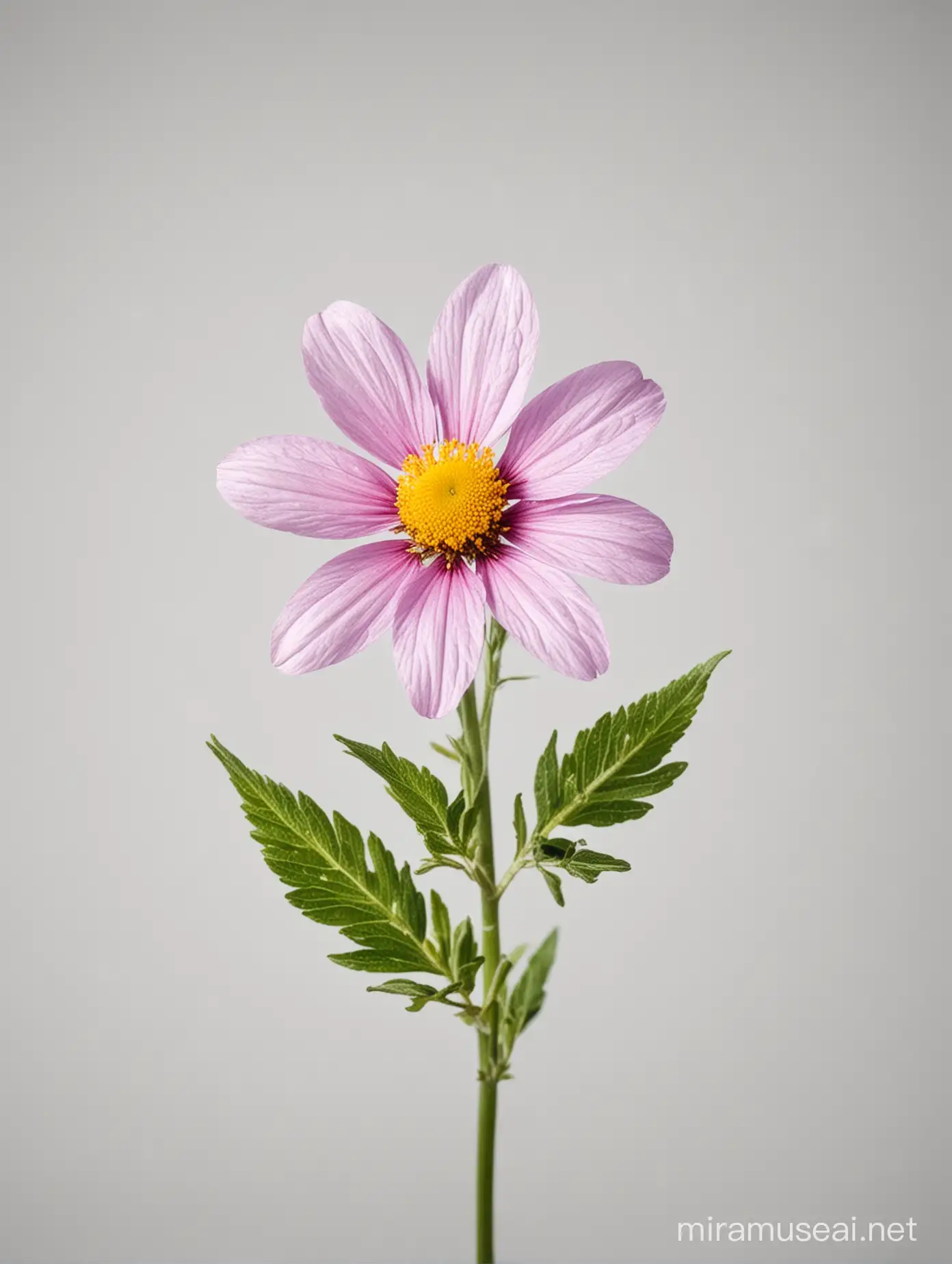 Colorful Wild Flowers Blooming Against White Background