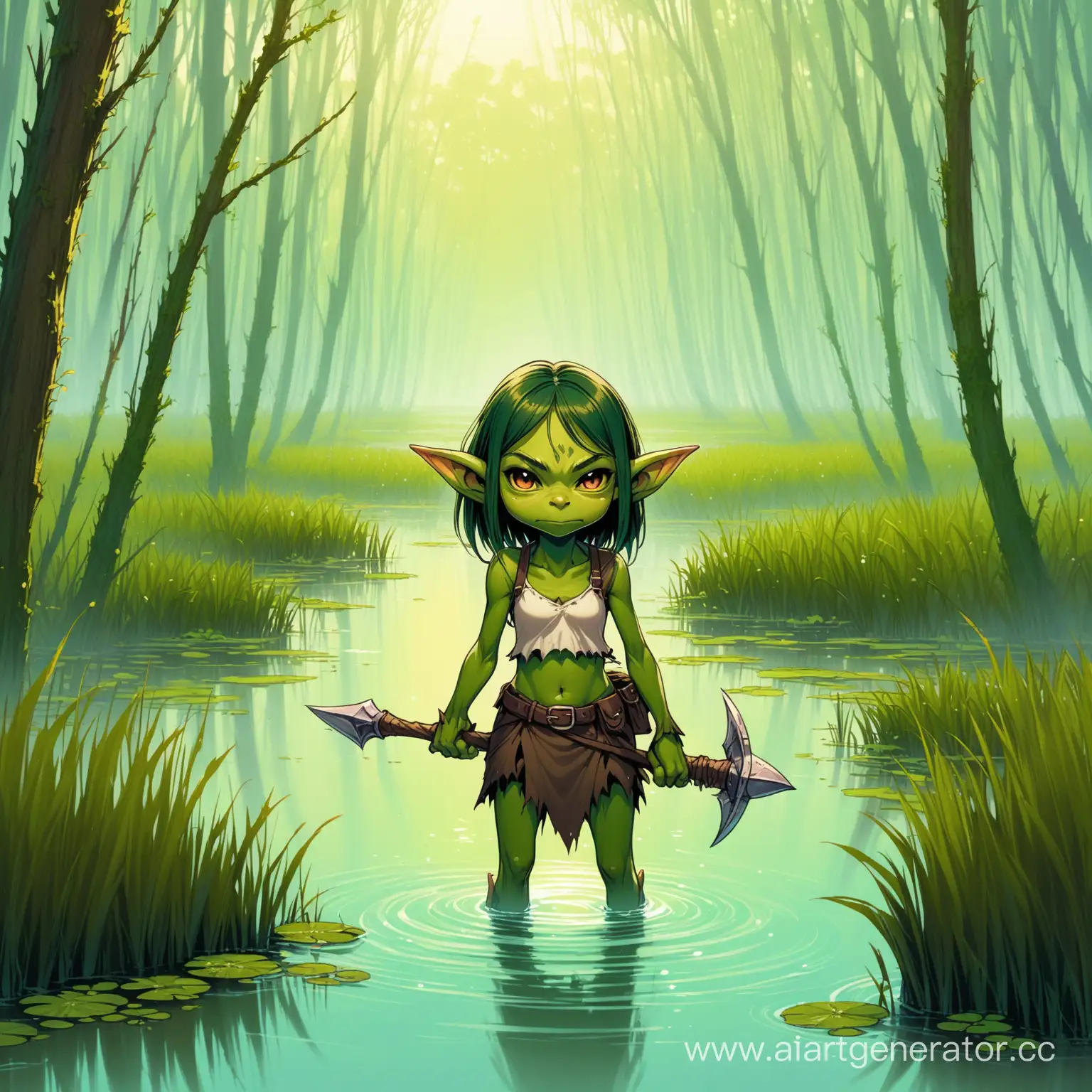 Mysterious-Girl-Goblin-Standing-Amidst-Enchanting-Swamp