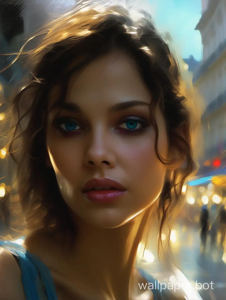 Pino Daeni concept art, Jeremy Mann, Greg Rutkowski, Konstantin Razumov, Vladimir Volegov, Realistic close-up portrait of a model, 8k, beautiful woman black with soft blue eyes, Black and gold Spirit, golden threads, beautiful natural landscape background on Paris, key light reflected in eyes, painted background, studio portrait, soft light, bevel lighting, eye twinkle, bokeh background, picturesque, buff painting, (detailed faces: 1. 3), (Detailed Eyes: 1.3 <lora:epiNoiseoffset_v2:1>, 8K, HDR, RGB, Ultra-HD, Broken Glass effect, no background, stunning, something that even doesn't exist, mythical being, energy, molecular, textures, iridescent and luminescent scales, breathtaking beauty, pure perfection, divine presence, unforgettable, impressive, breathtaking beauty, Volumetric light, auras, rays, vivid colors reflects