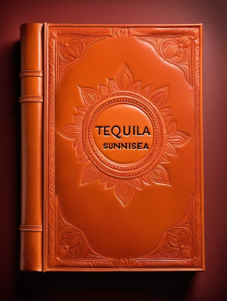 Tequila Sunrise Leather Blank Book Cover with Elegant Stamped Border