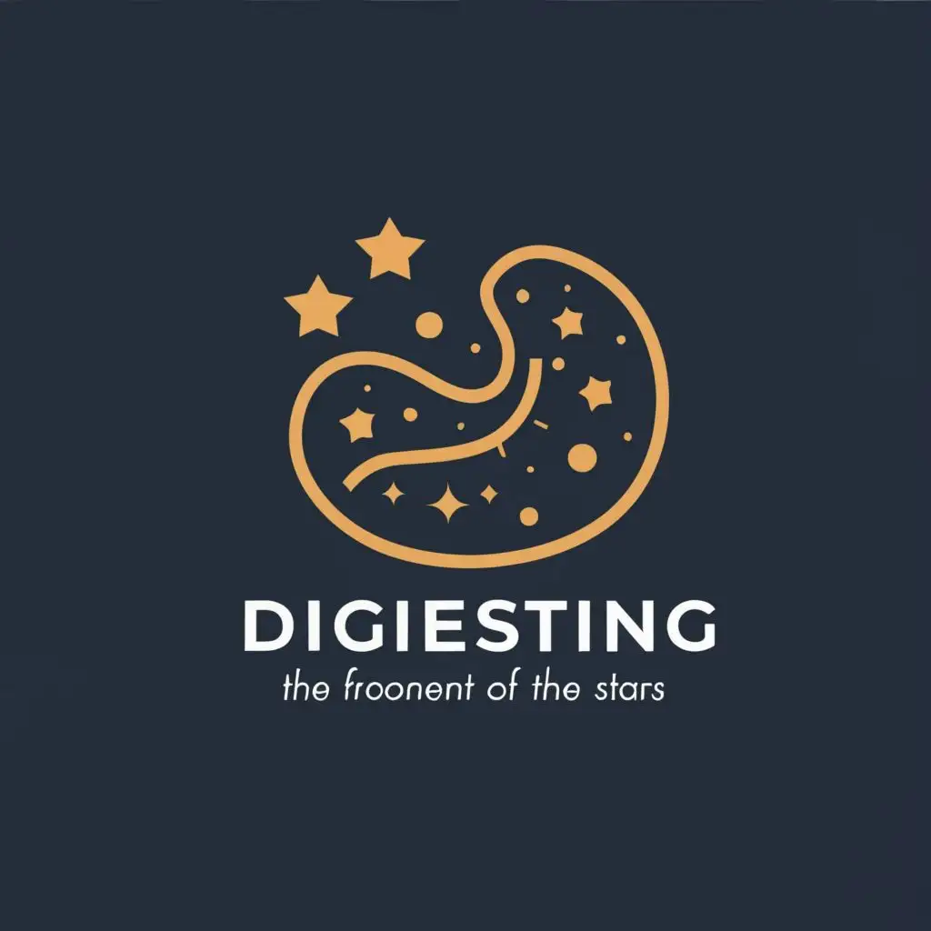 logo, Stomach, stars, concise, with the text "Digesting the forefront of the stars", typography, be used in Medical Dental industry