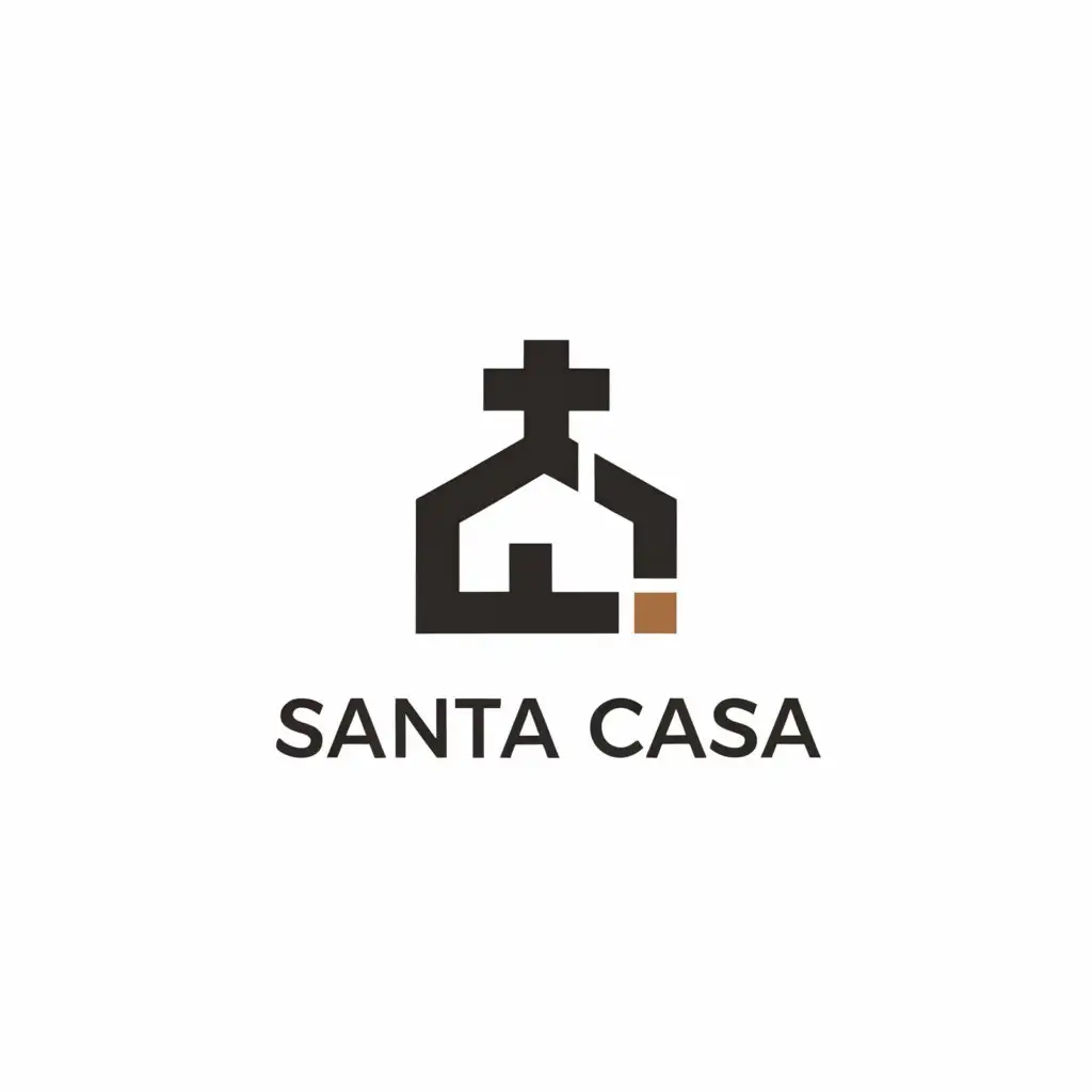 LOGO-Design-for-Santa-Casa-Minimalistic-House-and-Cross-Symbol-for-Religious-Industry-with-Clear-Background