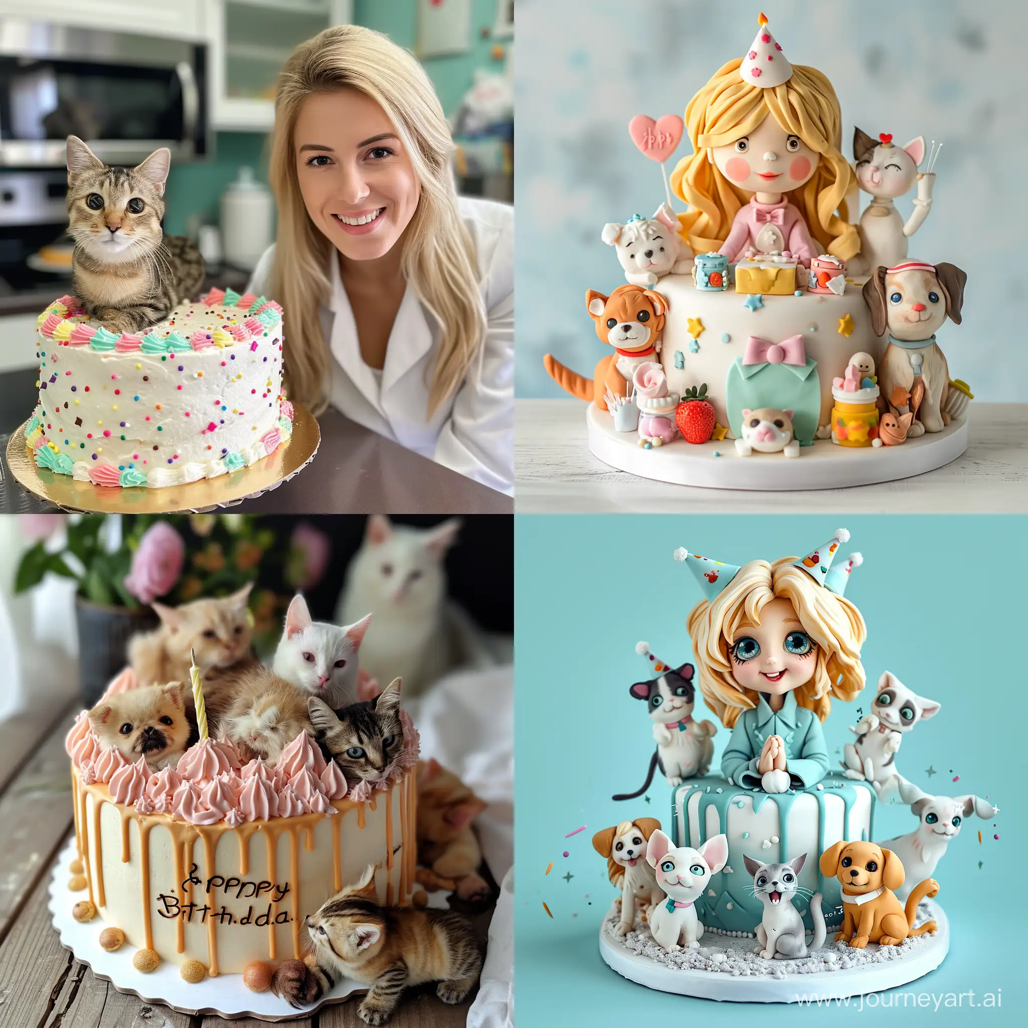 happy birthday cake for sorina pharmacyst blonde with pets