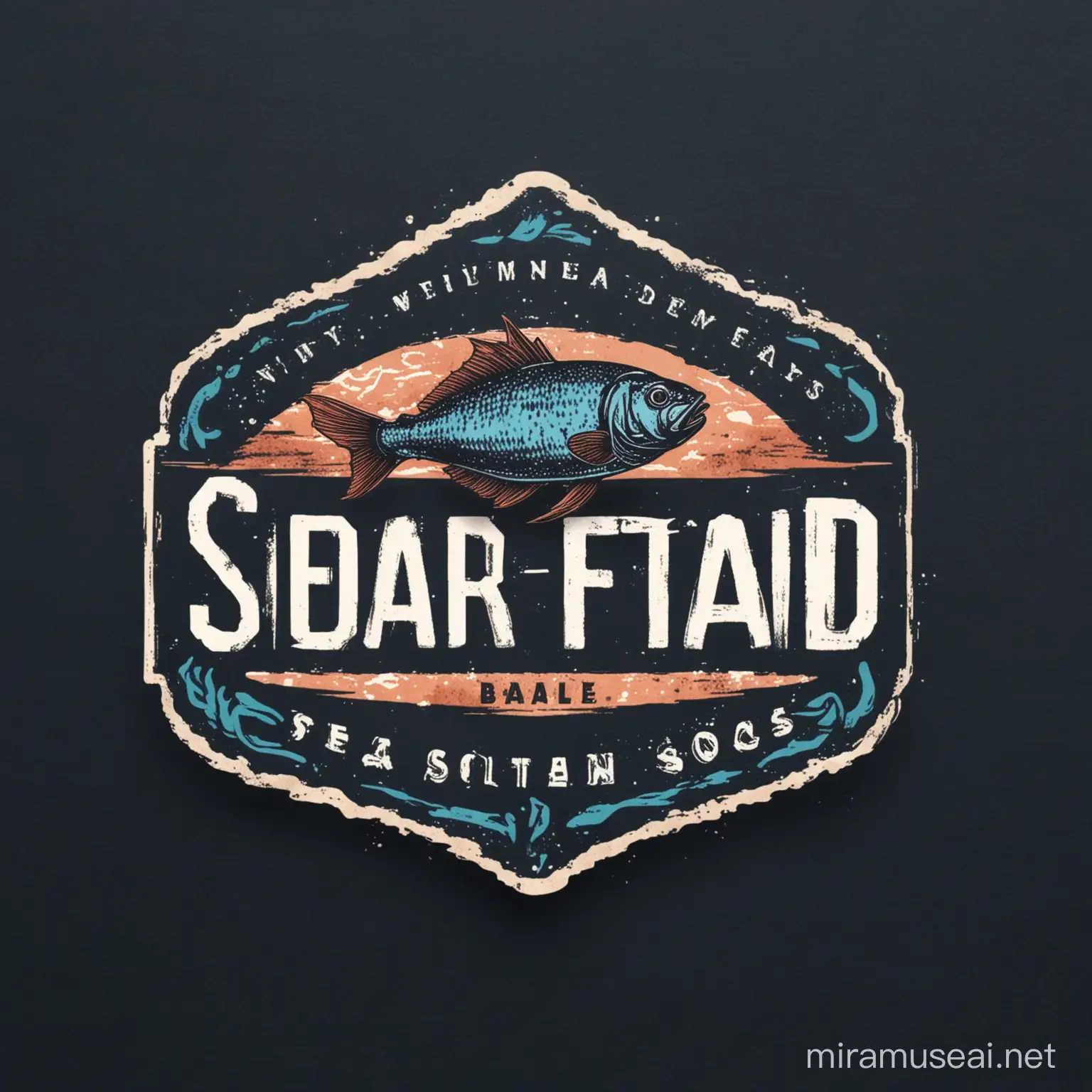 Online Store Logo Selling Seafood Dry Goods Fresh Catch Market Emblem
