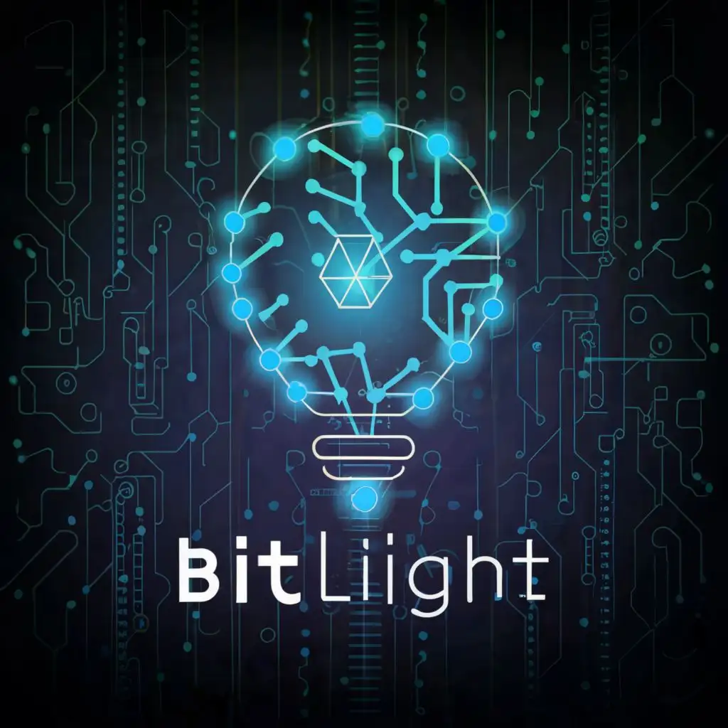 a logo design,with the text "BitLight", main symbol:lightbulb and bits of a computer,Moderate,be used in Technology industry,clear background