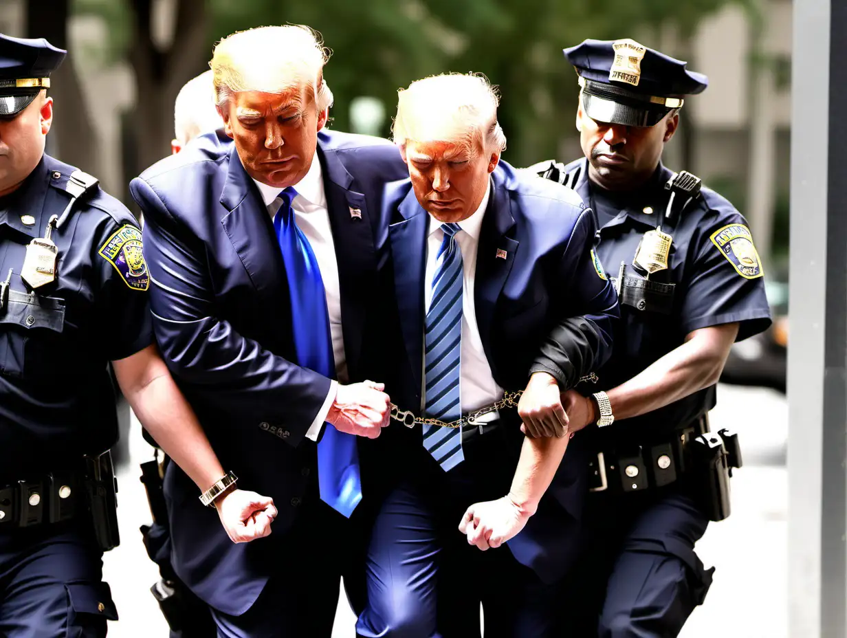 donald trump being arrested in handcuffs