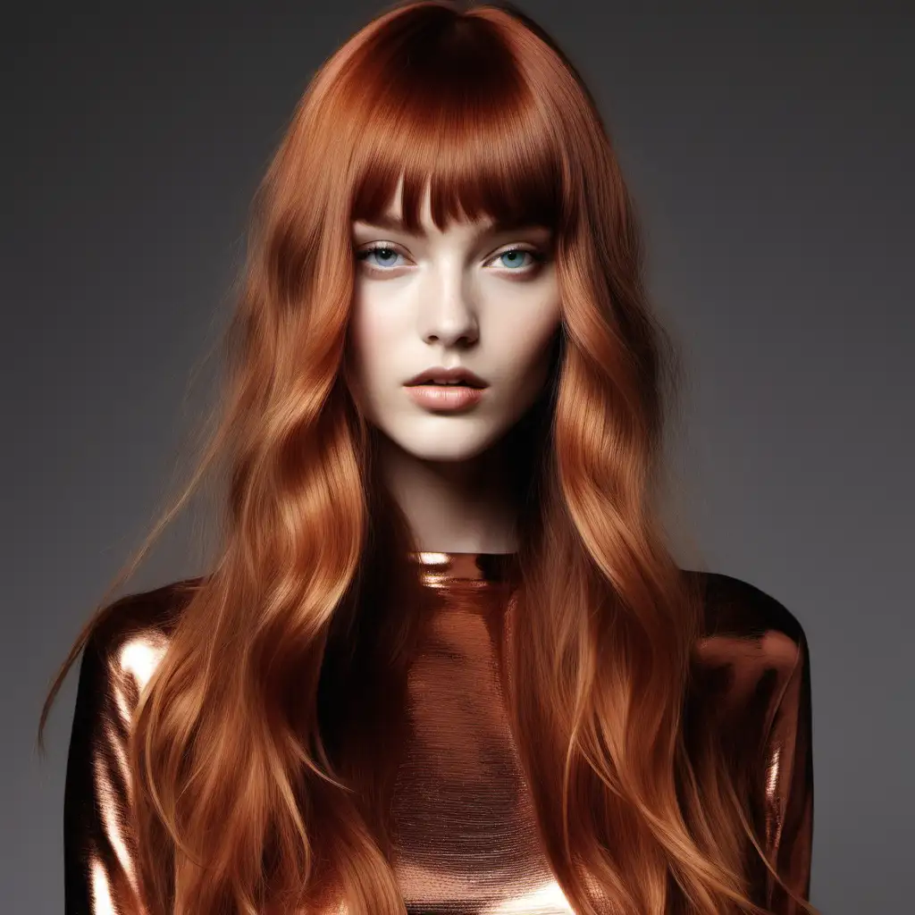 Stunning CopperHaired Woman with Polished Waves and RunwayReady Style