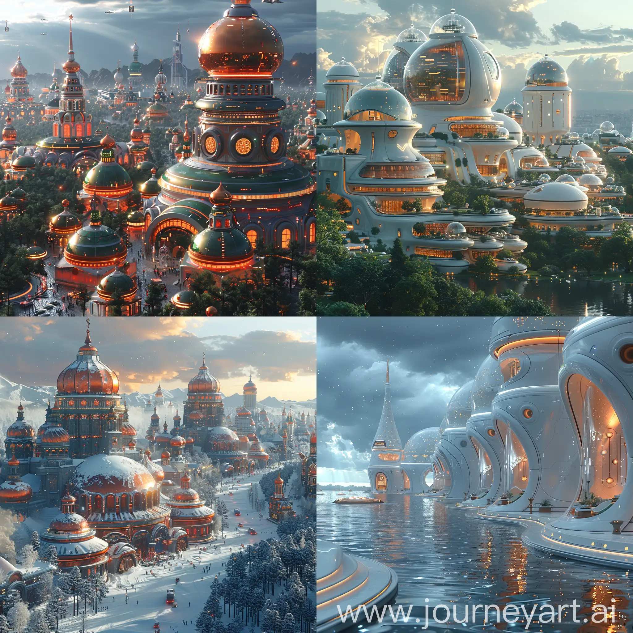 Futuristic Moscow, futuristic science and high tech, octane render --stylize 1000