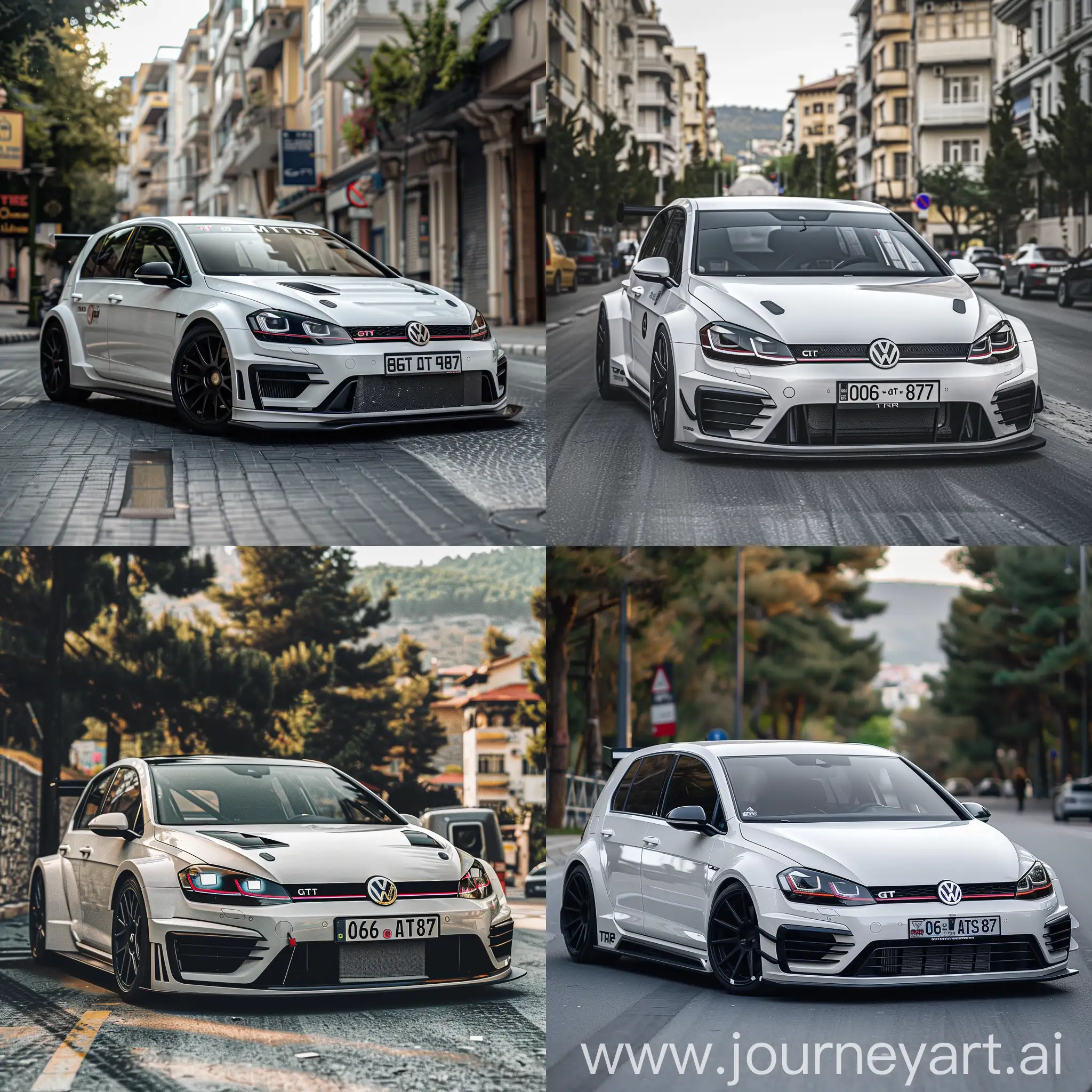 Realistic 8k detailed photo op Snapchat story filter Volkswagen Golf mk7.5 2018 gti TCR spotted in wit met zwarte velgen met Kenteken turkse*06-ats-877 in Ankara mooi tune TCR