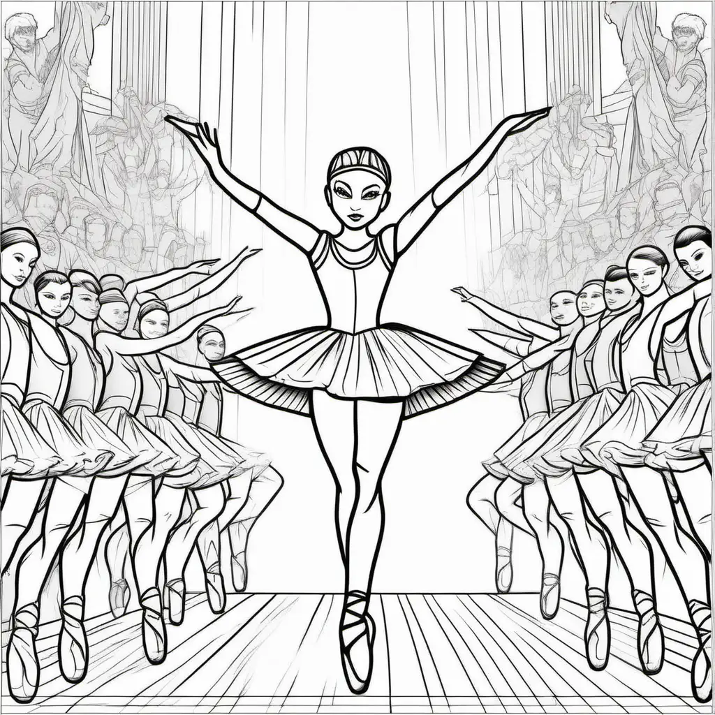 Joyful Cartoon Ballet Warrior Boys Coloring Page for Adults