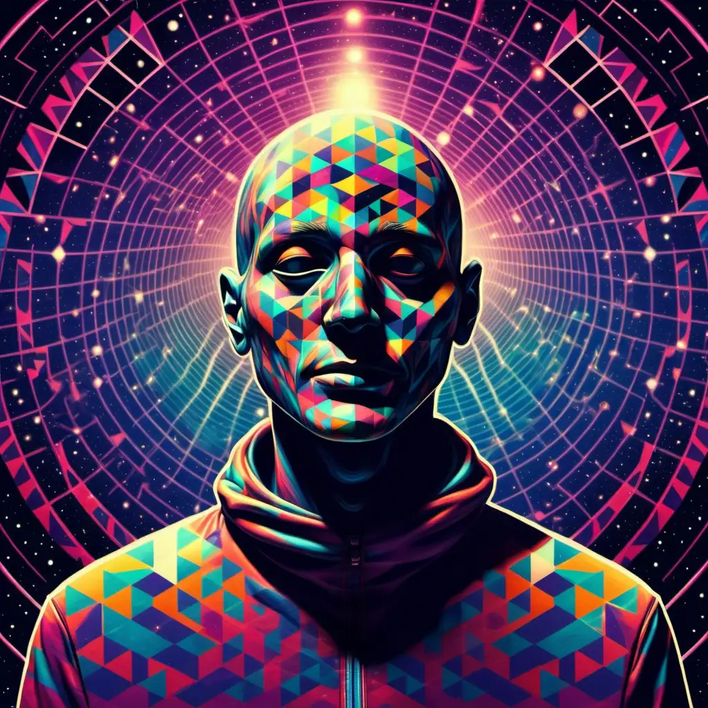 Psychedelic Man on Acid in a Geometric Space