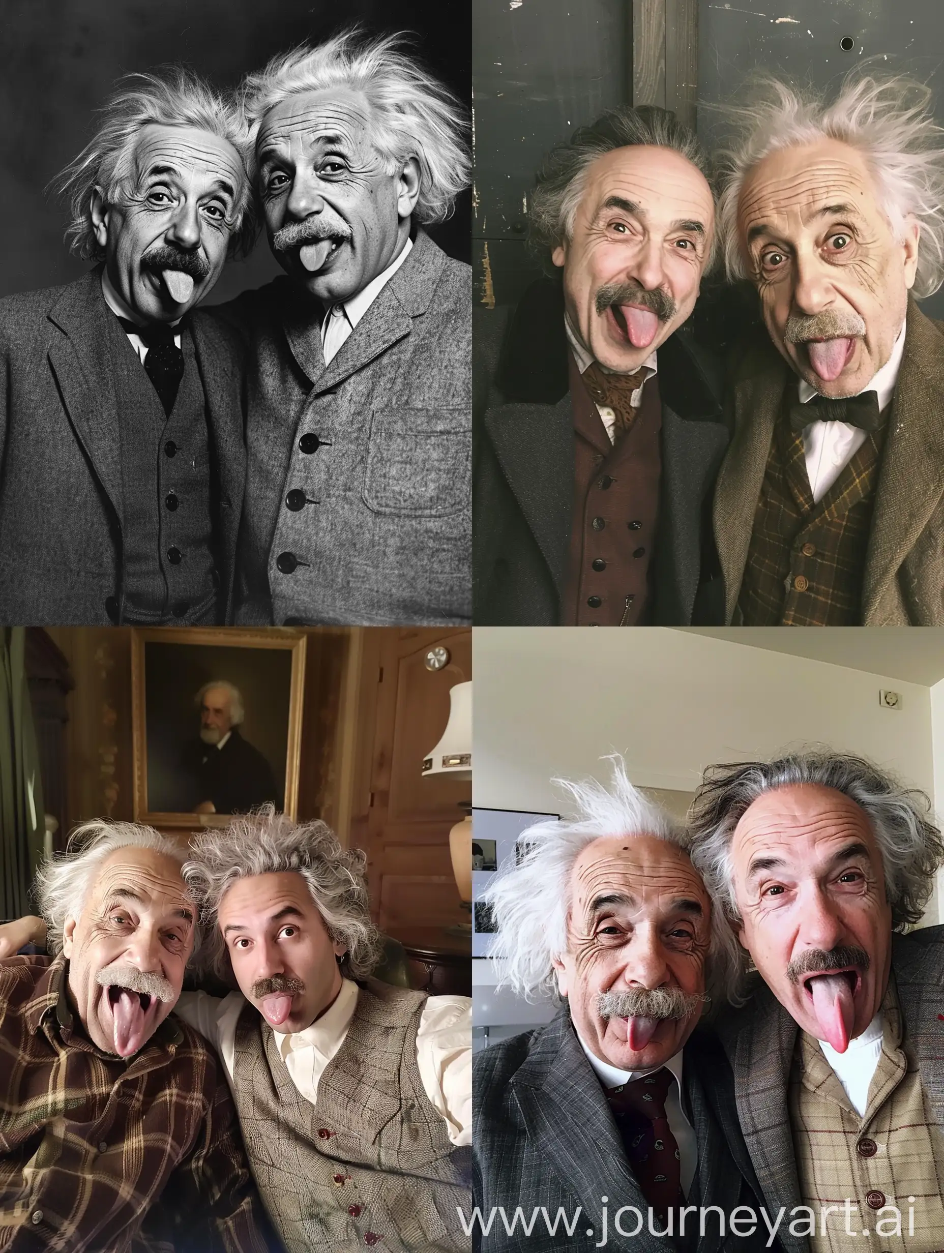 Playful-Moment-Sticking-Tongues-Out-with-Einstein