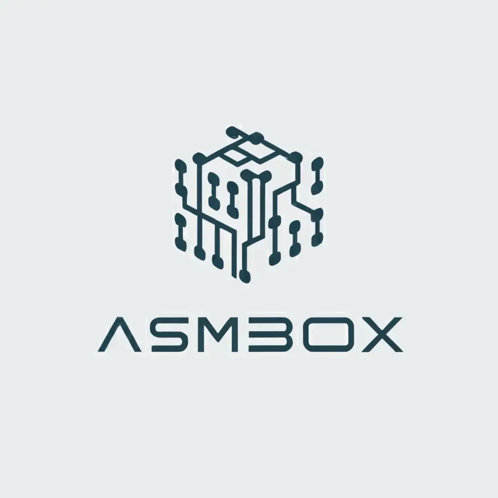a logo design,with the text "asmbox", main symbol:binary code,Minimalistic,be used in Education industry,clear background