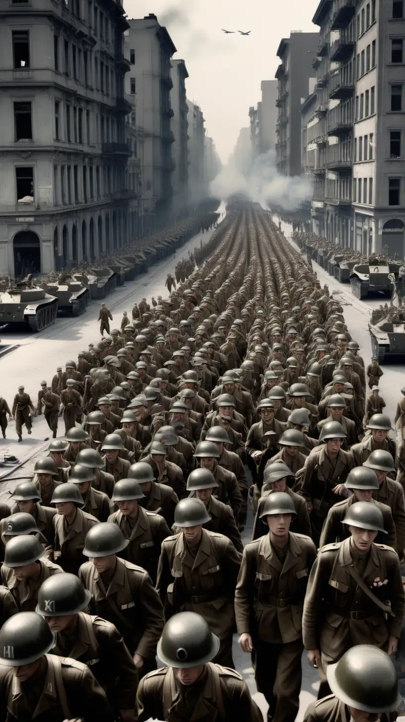World war 2, with many soldier ,in city