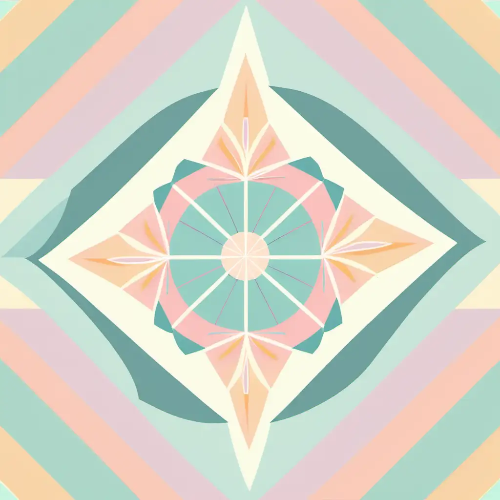 Elegant Pastel Flower Geometric Art