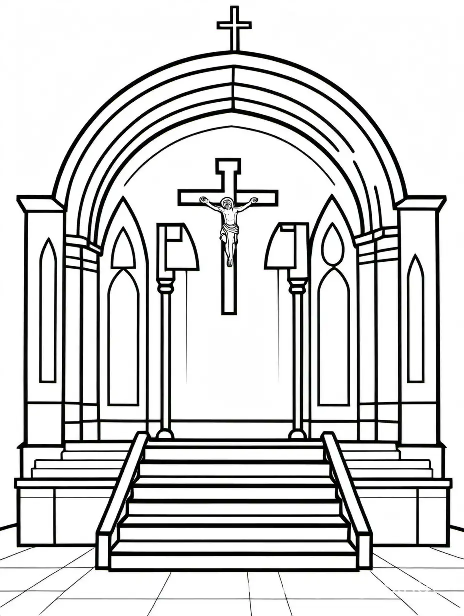 Simplified-Church-Altar-Coloring-Page-with-Ample-White-Space