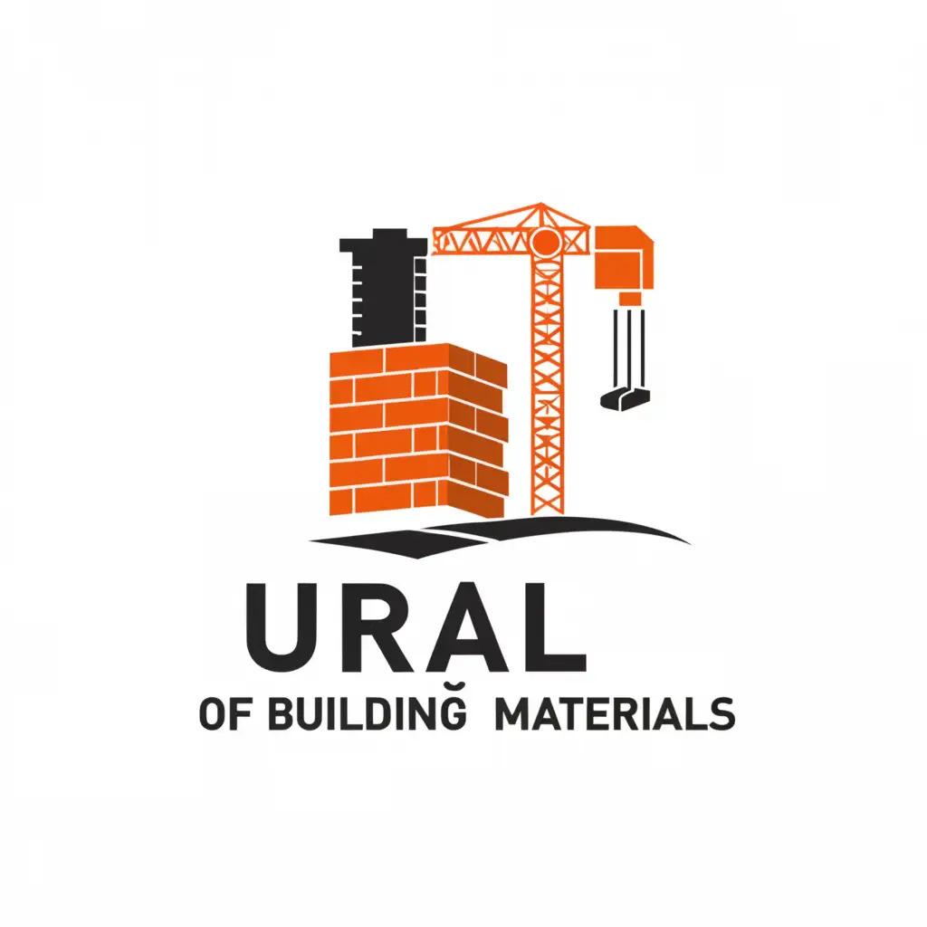 a logo design,with the text "Ural factory of building materials", main symbol:brick cement crane wall road,Moderate,be used in Construction industry,clear background
