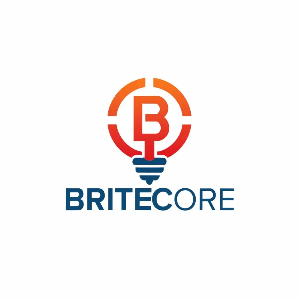 a logo design,with the text "BRITE CORE", main symbol:BC,Moderate,be used in Construction industry,clear background, make text "BRITE" in blue and "CORE" in red