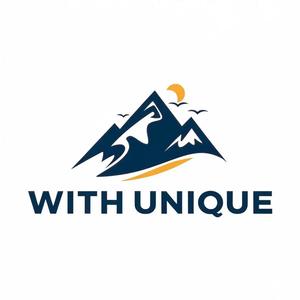 logo, Mountain, with the text "WithUnique", typography