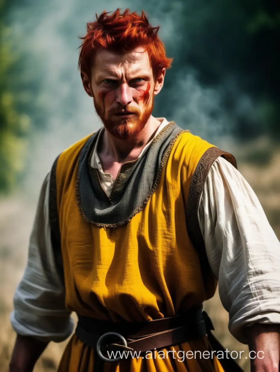 RedHaired-Medieval-Peasant-with-Golden-Aura-and-Strength