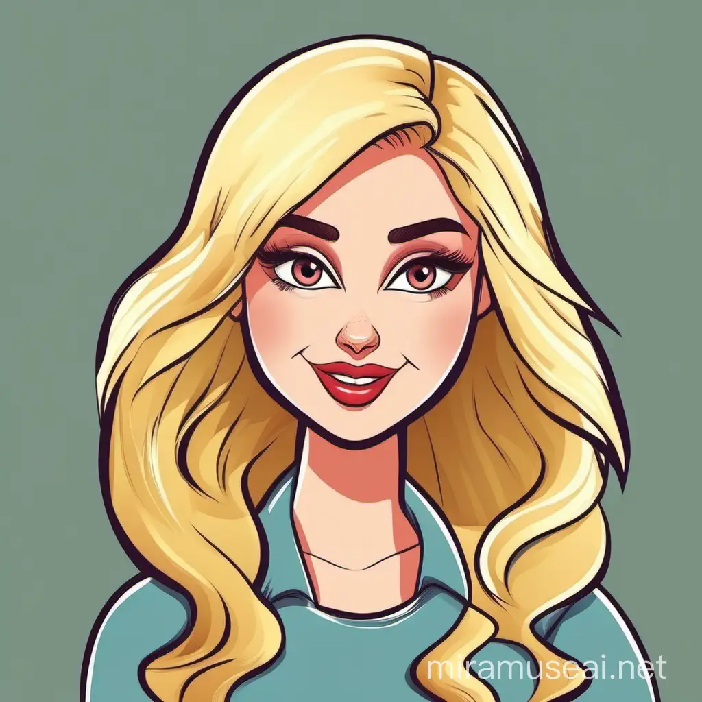 Cartoon Blonde Women in Colorful Outfit