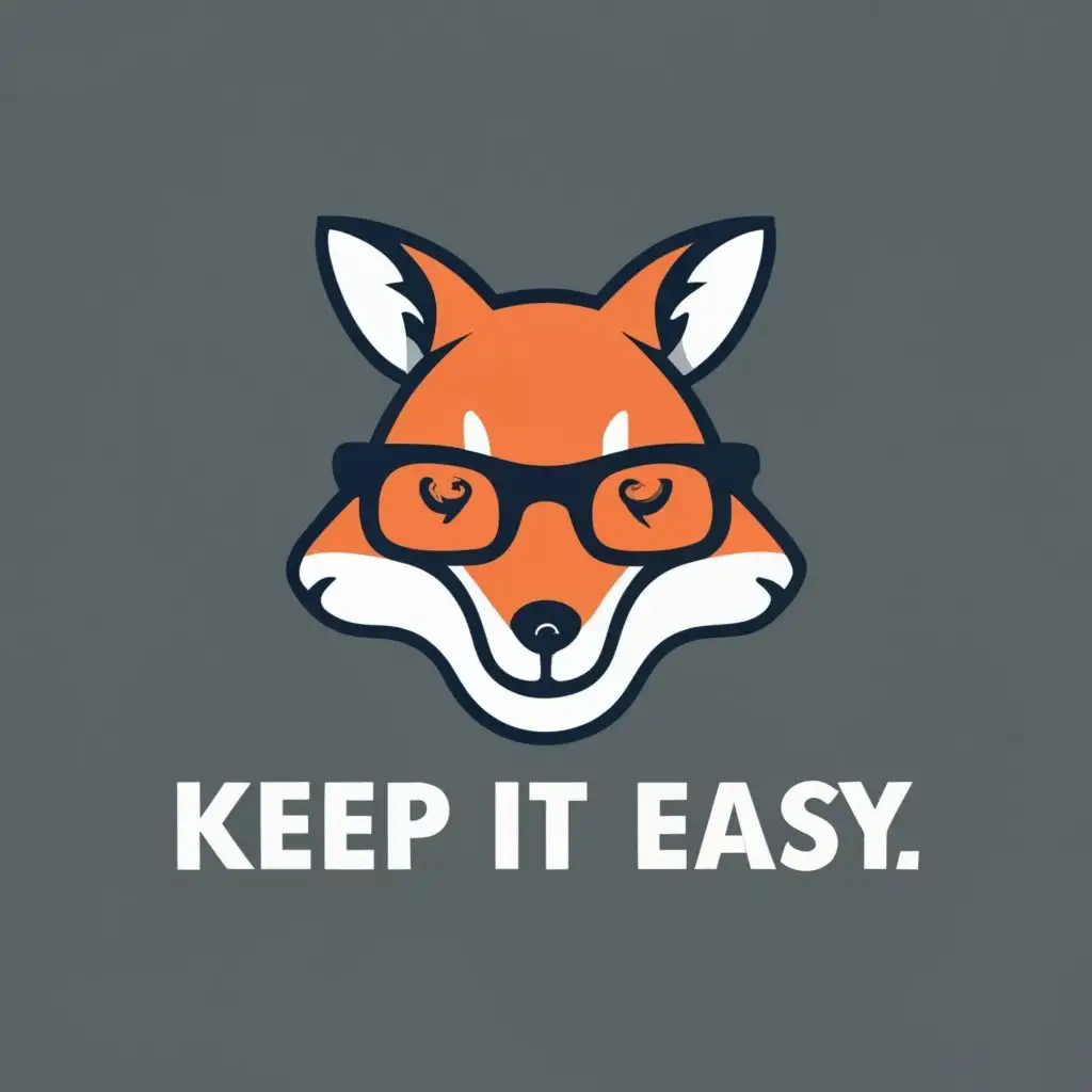 logo, fox with glasses, with the text "keep it easy", typography, be used in Education industry