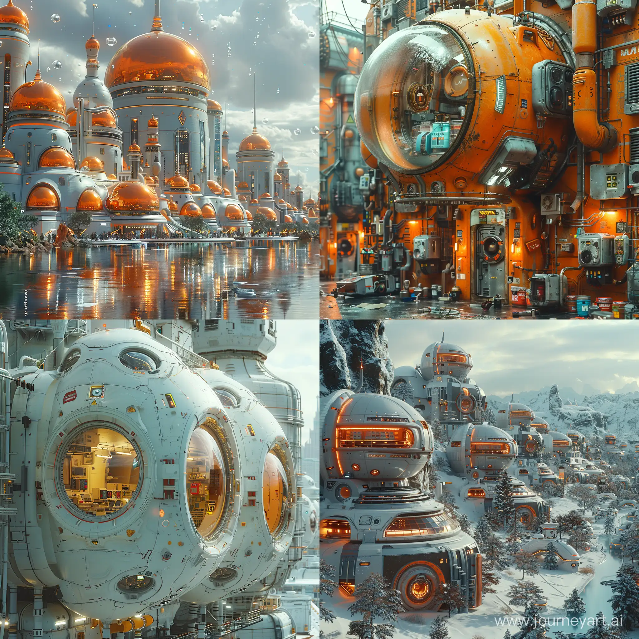 Futuristic sci-fi high-tech Moscow, recycling, octane render --stylize 1000