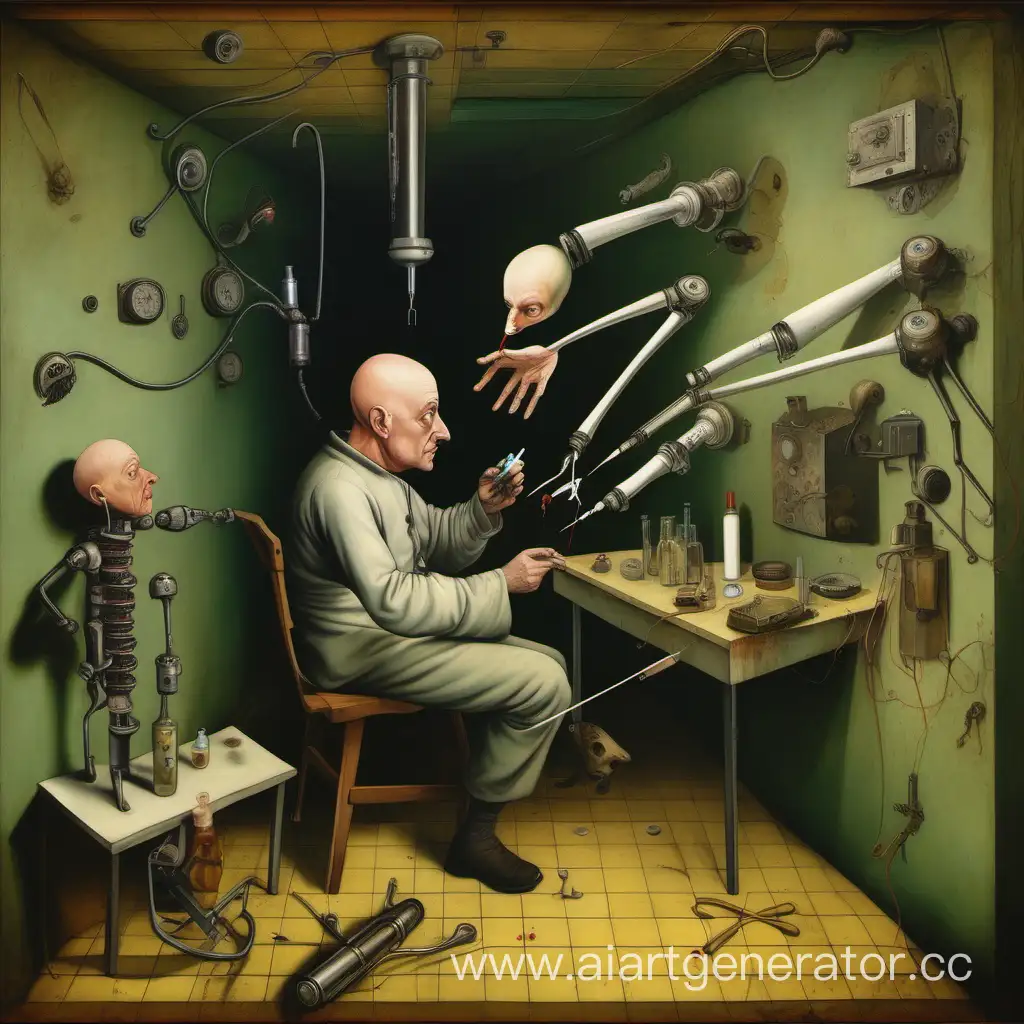 Lonely-Man-Receiving-Injection-in-Boschian-Underground-Bunker