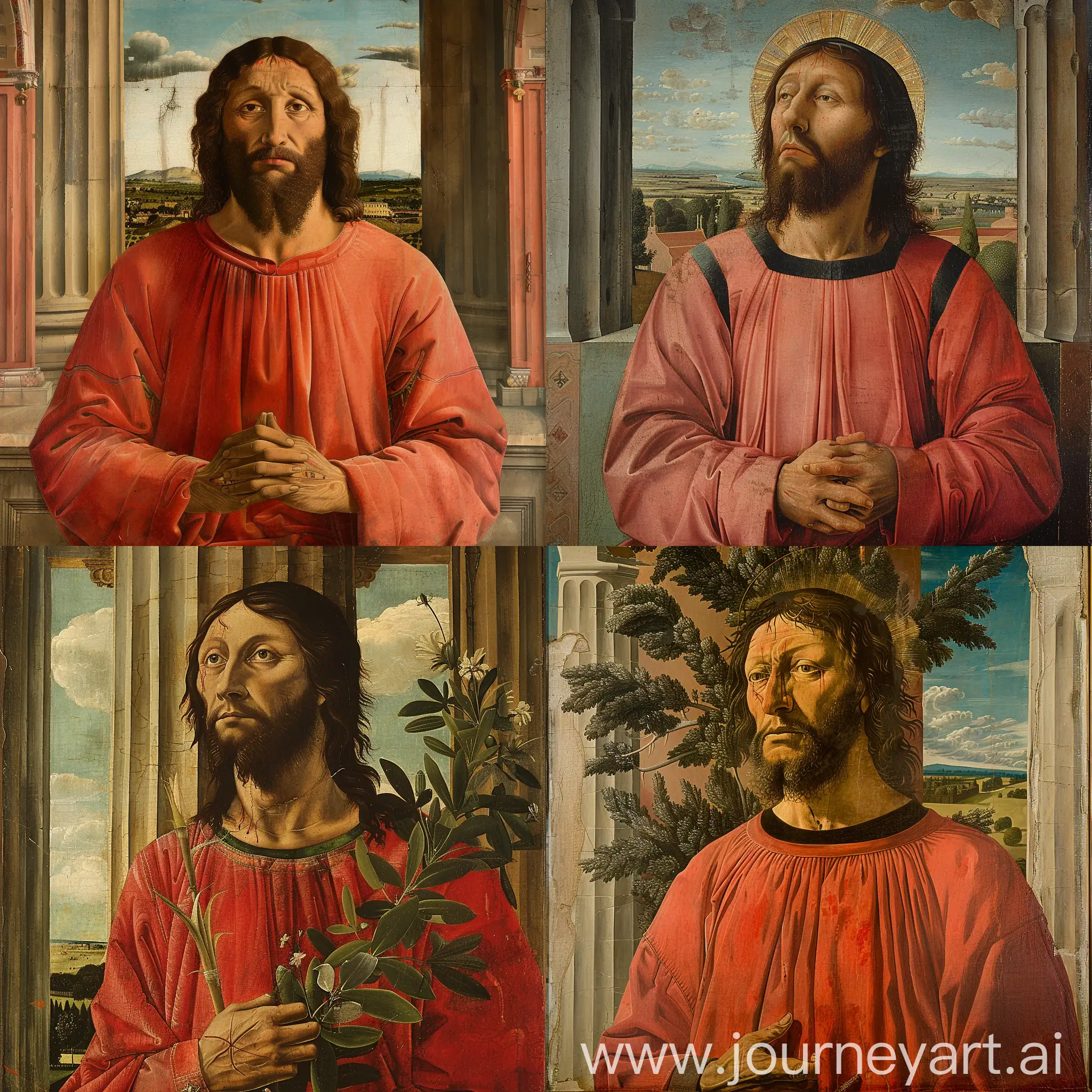 Generate a Painting with jesus christ painted in Pierro de la Francesca style
