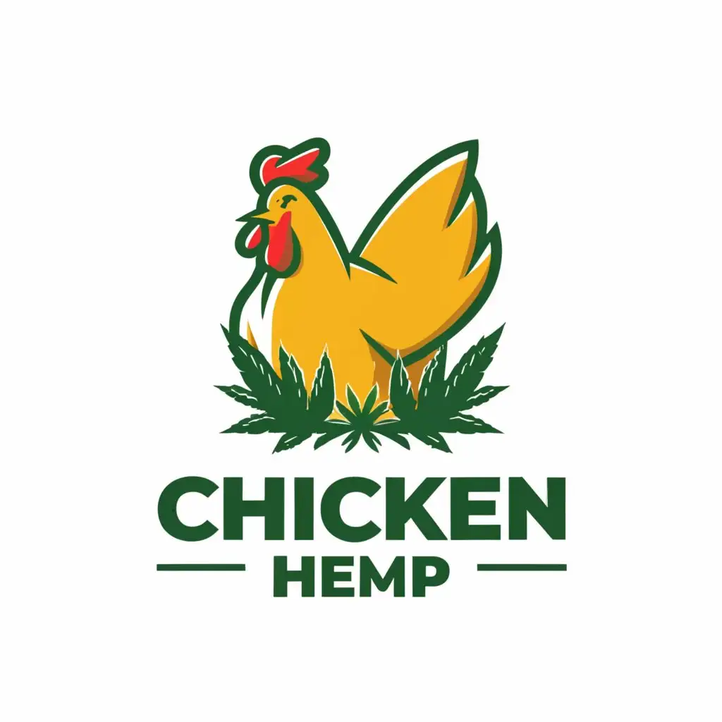 a logo design,with the text "Chicken hemp", main symbol:chicken on pile of hemp,Moderate,be used in Restaurant industry,clear background