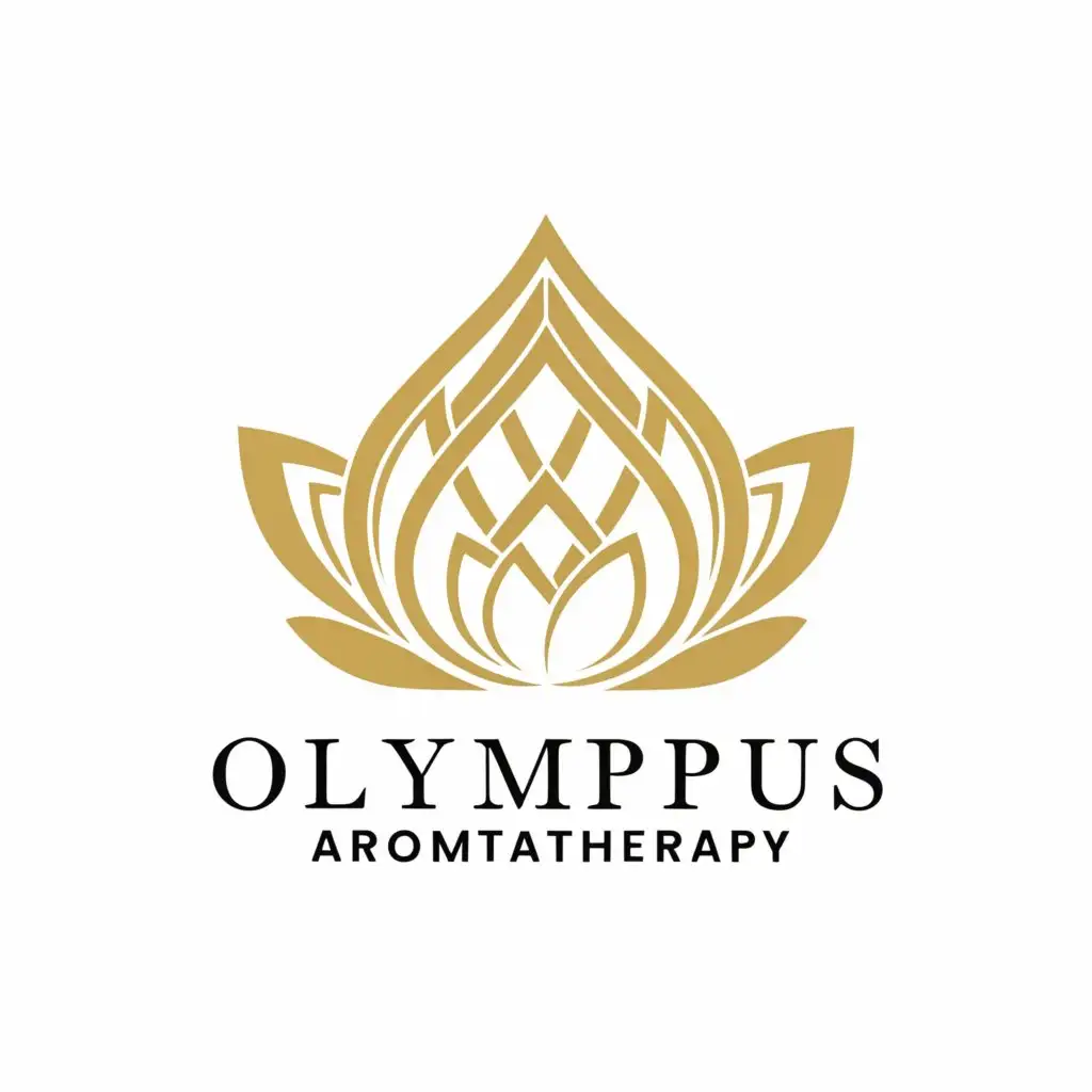 a logo design,with the text "Olympus Aromatherapy", main symbol:drop of essential oil, lotus,complex,clear background