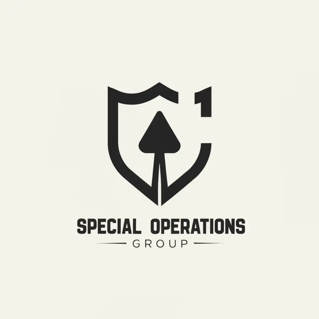 a logo design,with the text 'Special Operations Group', main symbol:Spade,Minimalistic,clear background