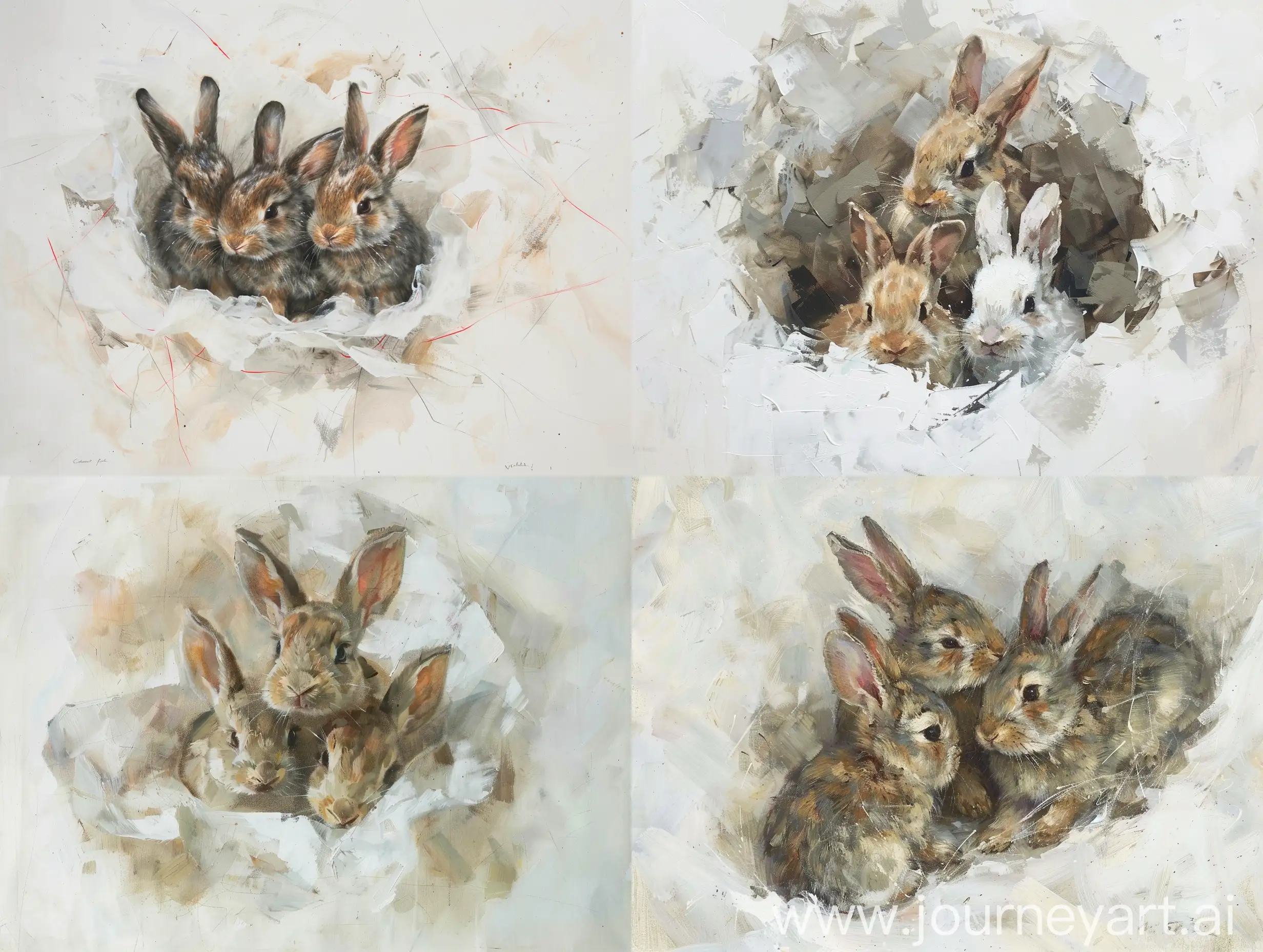 Expressive-Rabbit-Trio-Painting-in-Nicolai-Fechin-Style
