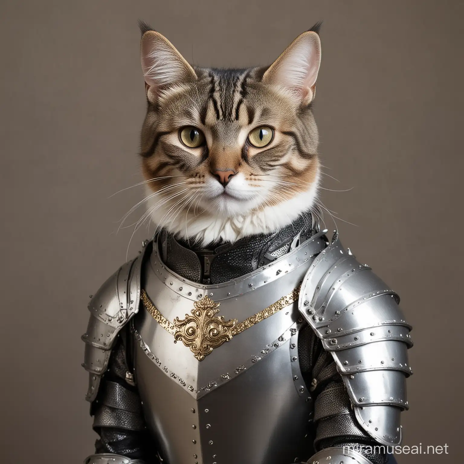 Feline Knight Cat Wearing Medieval Armor