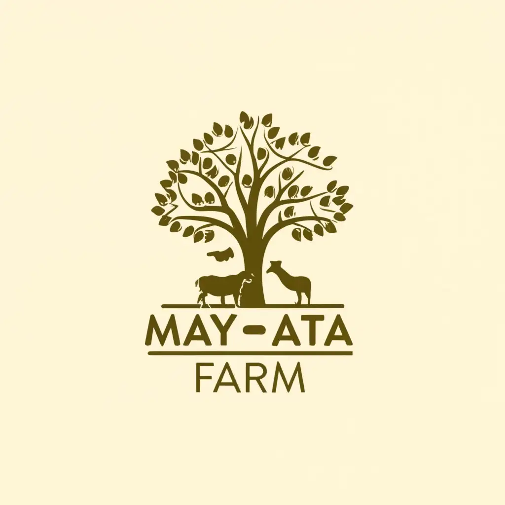 LOGO-Design-for-May-Ata-Farm-EcoFriendly-Permaculture-Farm-with-Oak-Tree-Animals-and-Rustic-Charm