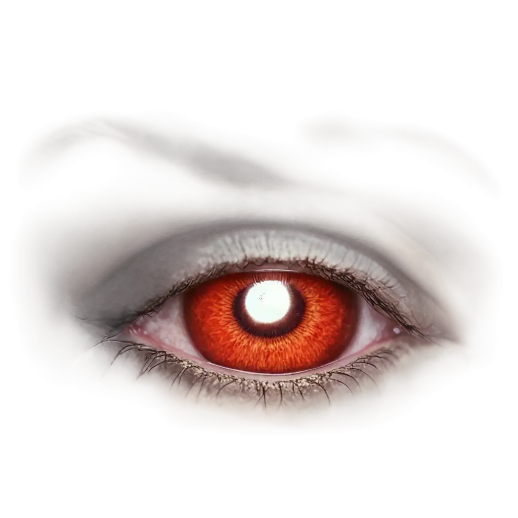 A Faye eyeball, with high details of a bloodshot golden hue.