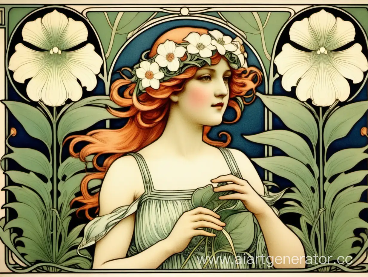 Jugendstil-Illustration-Graceful-Flora-in-Art-Nouveau-Style