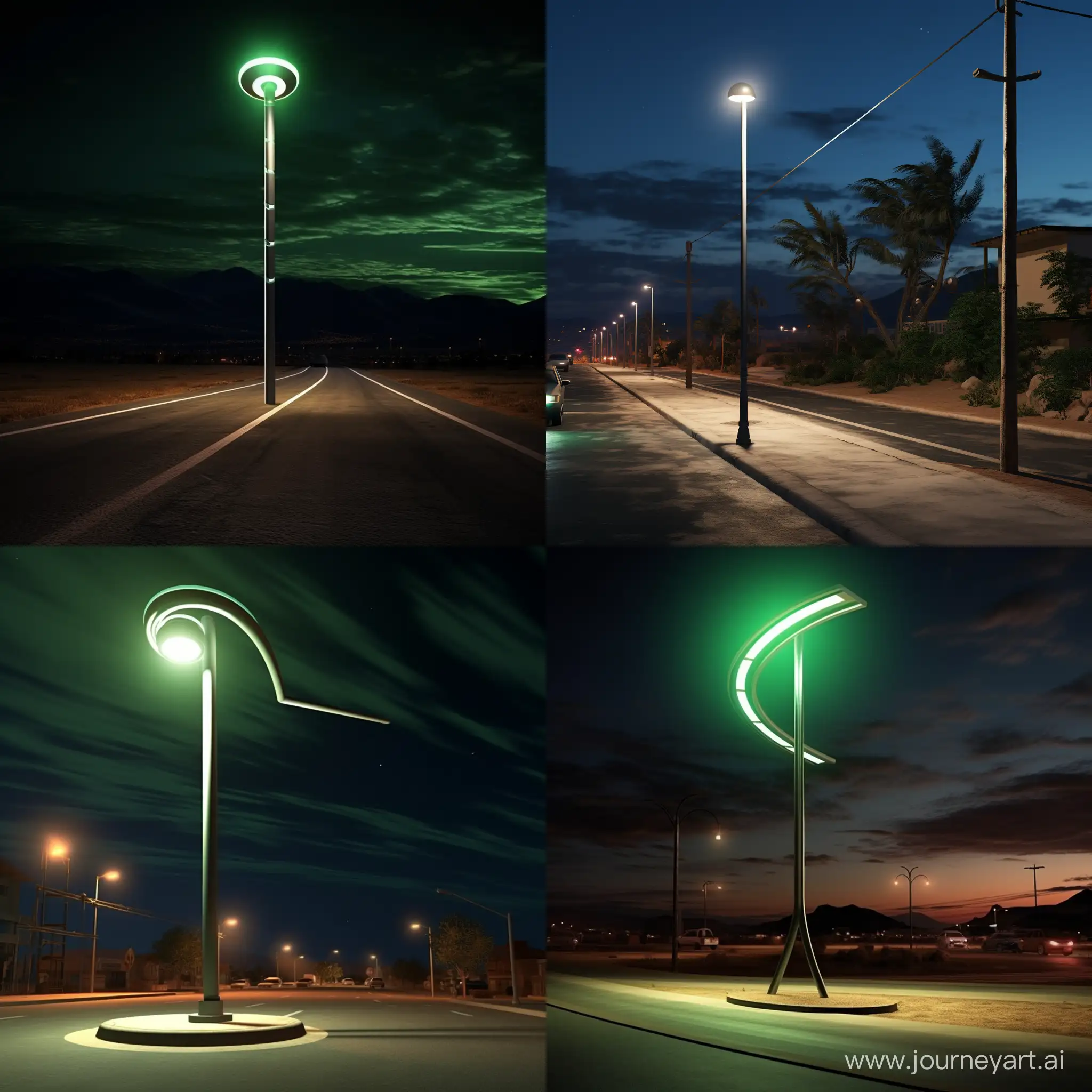 more modern light pole runner on solar energy at night. Lights up the hole street for the driver without blinding the driver. More light. More simple and more light. eviormently friendly. More green. New design
