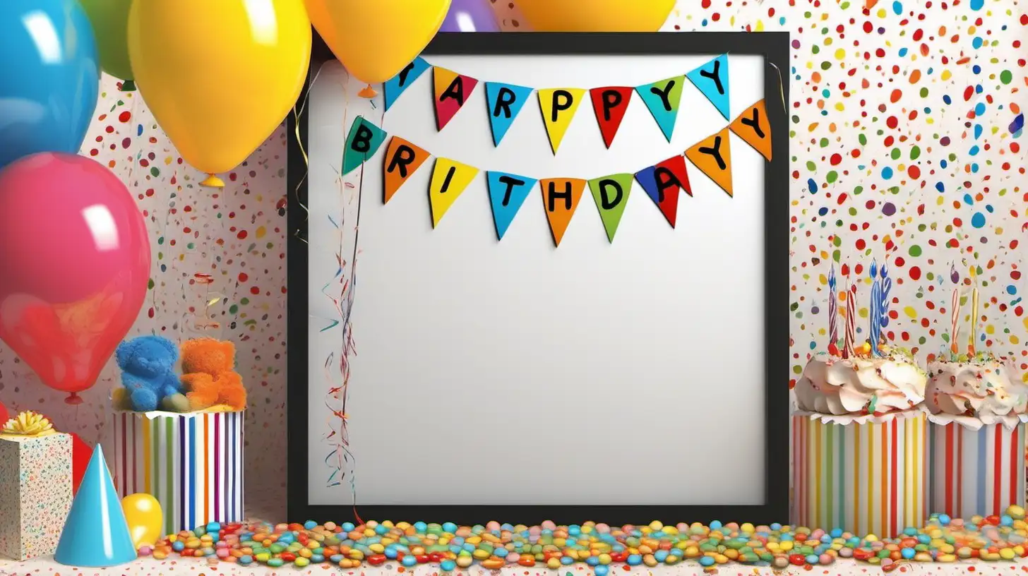 Bright and Friendly Birthday Party Decoration with Smarties Balloons Cake and Streamers