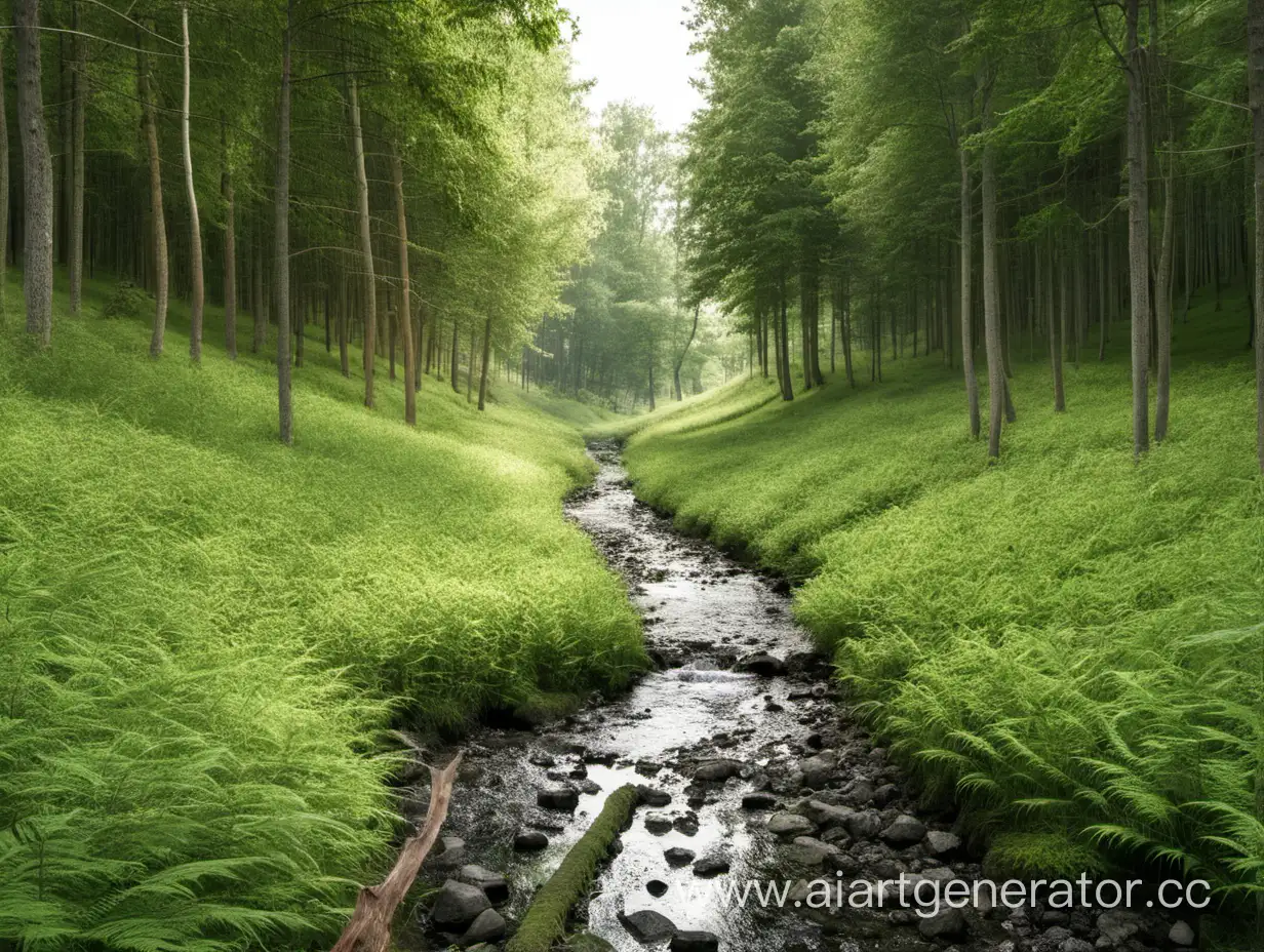 Tranquil-Forest-Landscape-with-Babbling-Summer-Stream