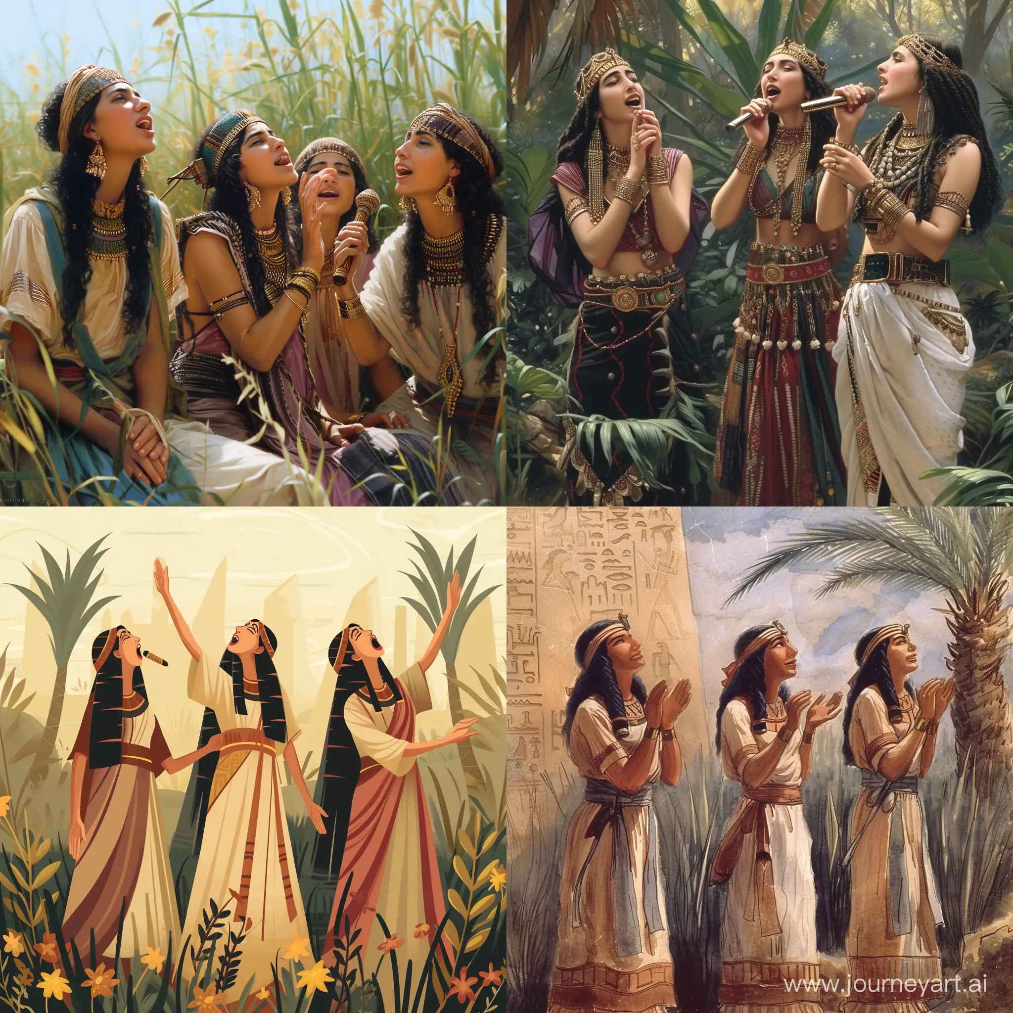 Egyptian women sing in nature
