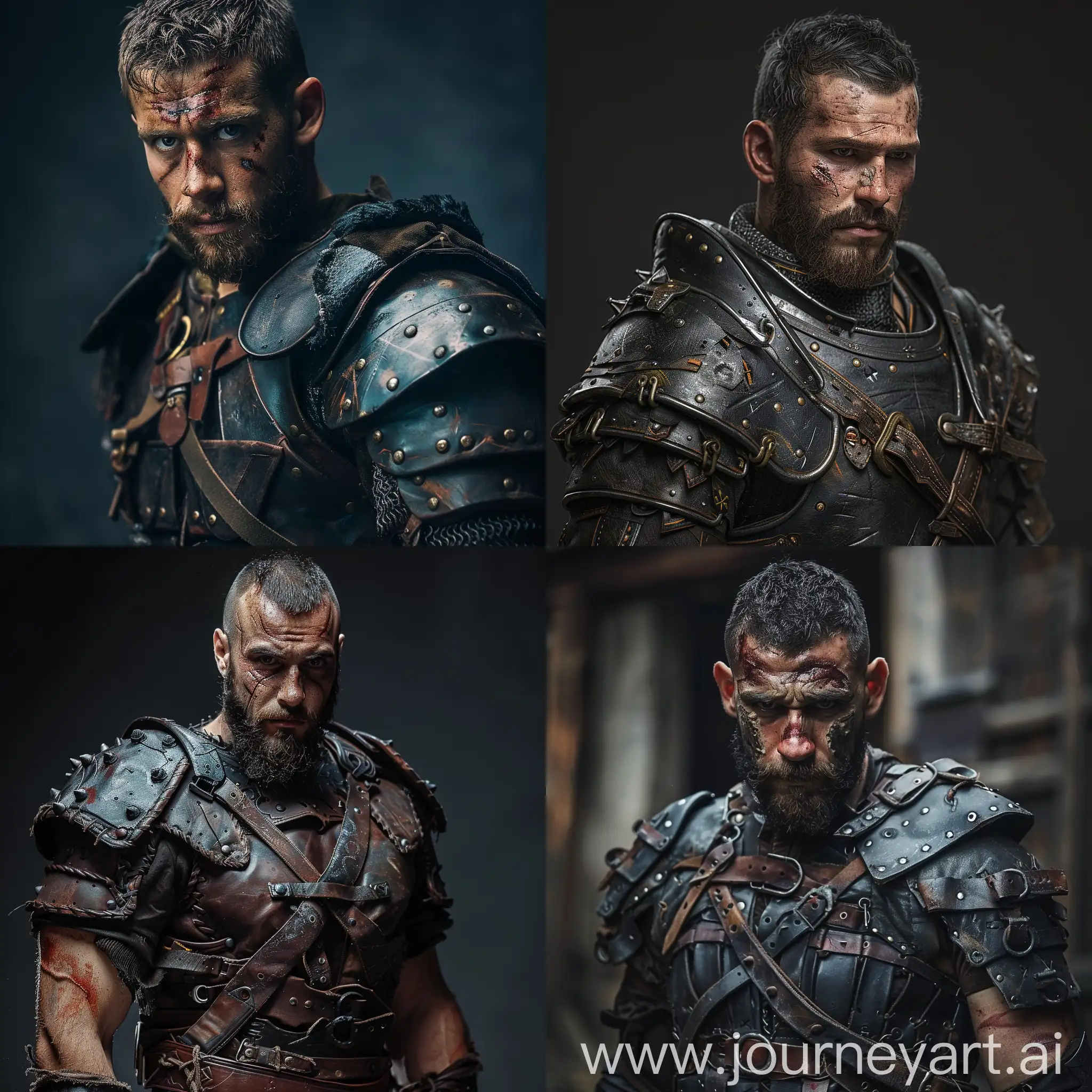 Medieval-Fantasy-Fighter-in-Leather-Armor-with-Scar-and-Beard