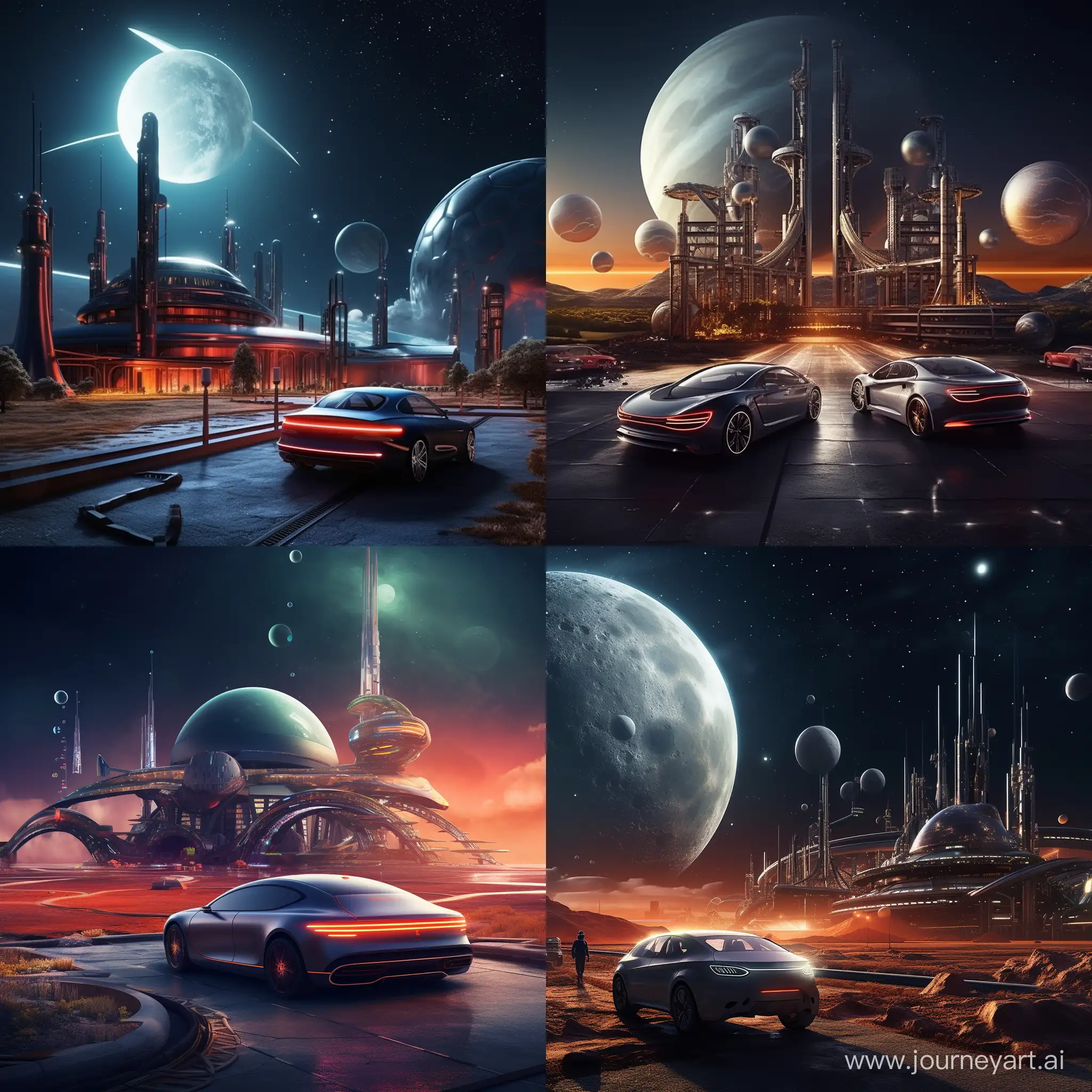 Futuristic-Car-Manufacturing-Facility-under-Dual-Moons-and-a-Setting-Star