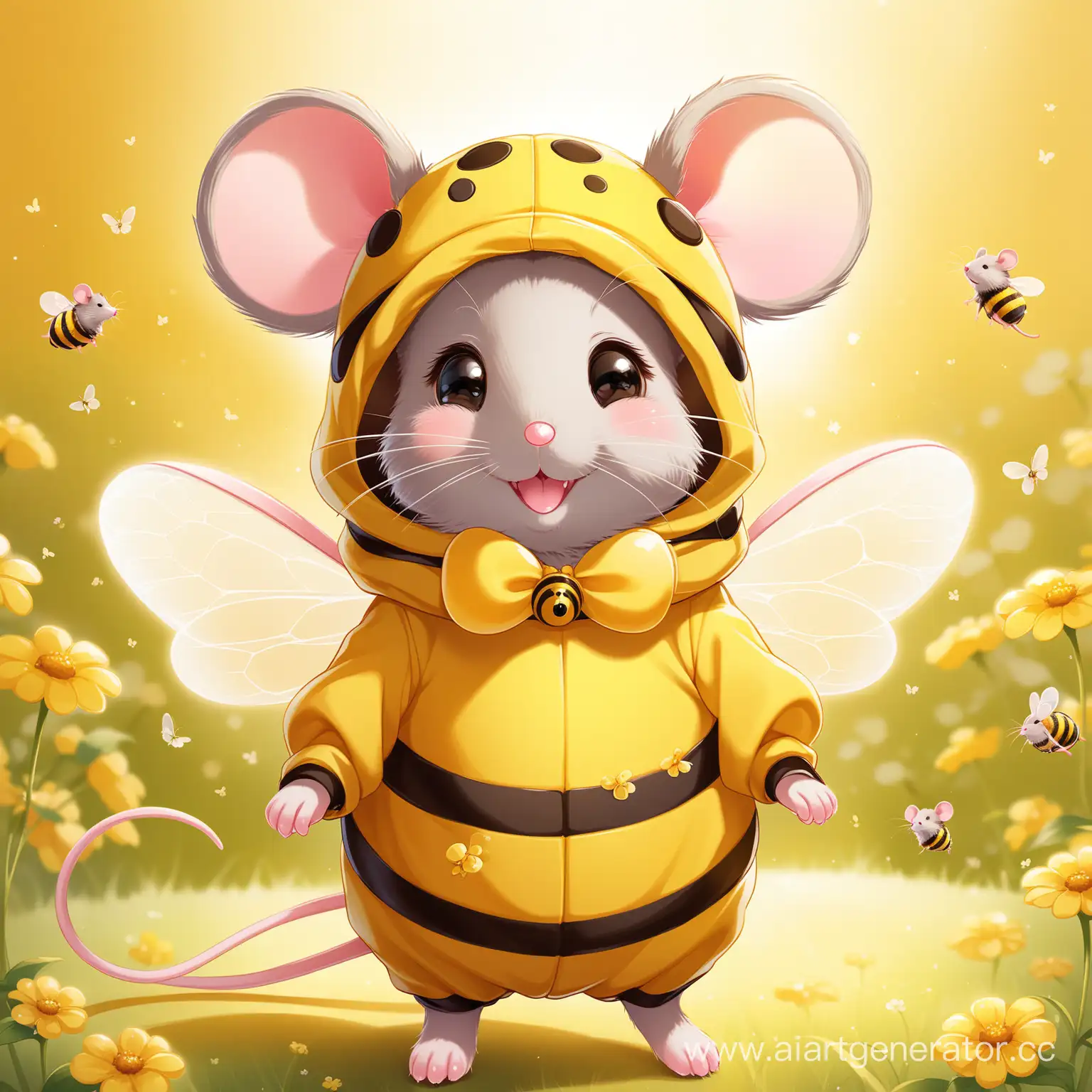 Милая мышь в костюме пчелы, нежные оттенки, хорошее качество 