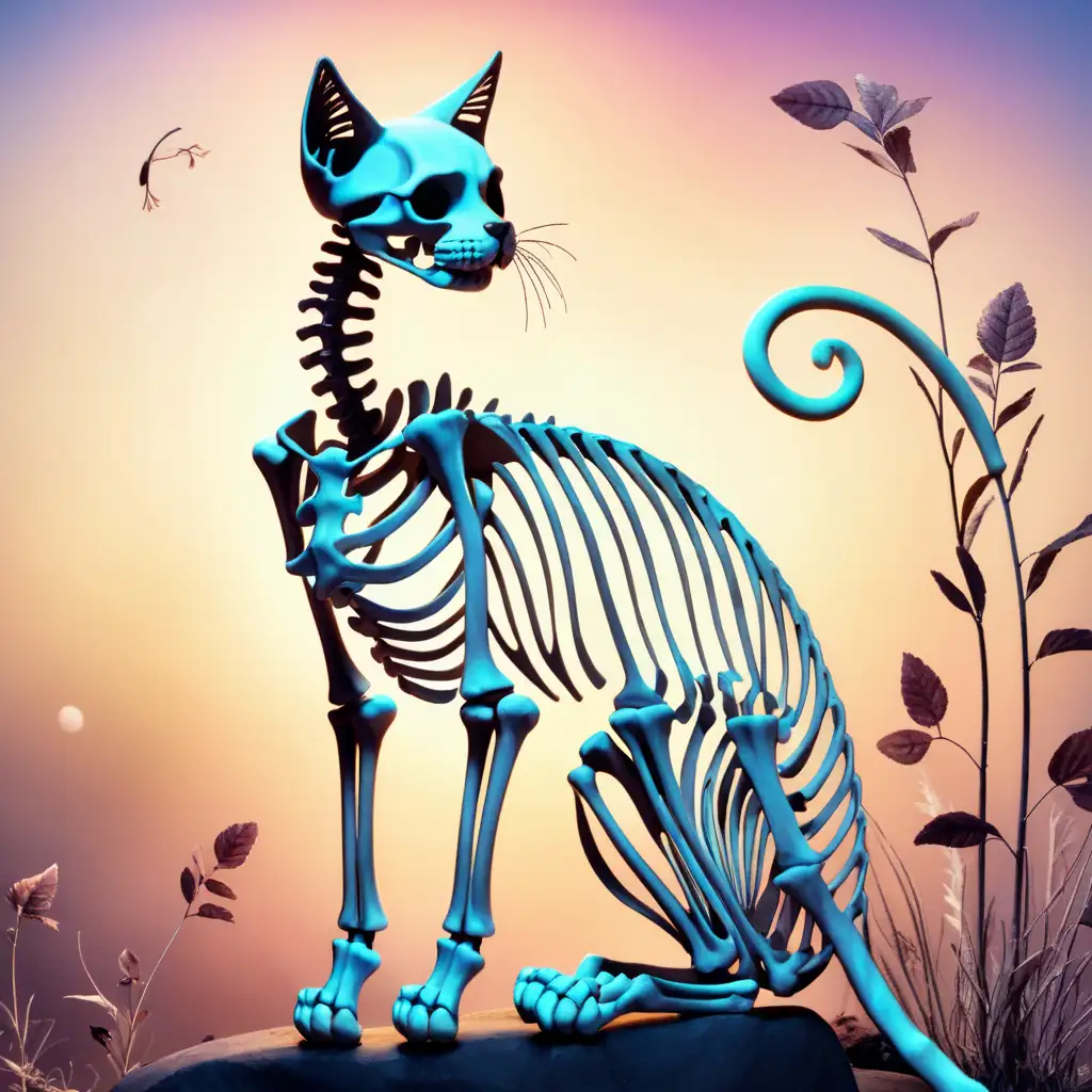 Skeleton Cat on a Stunning Background