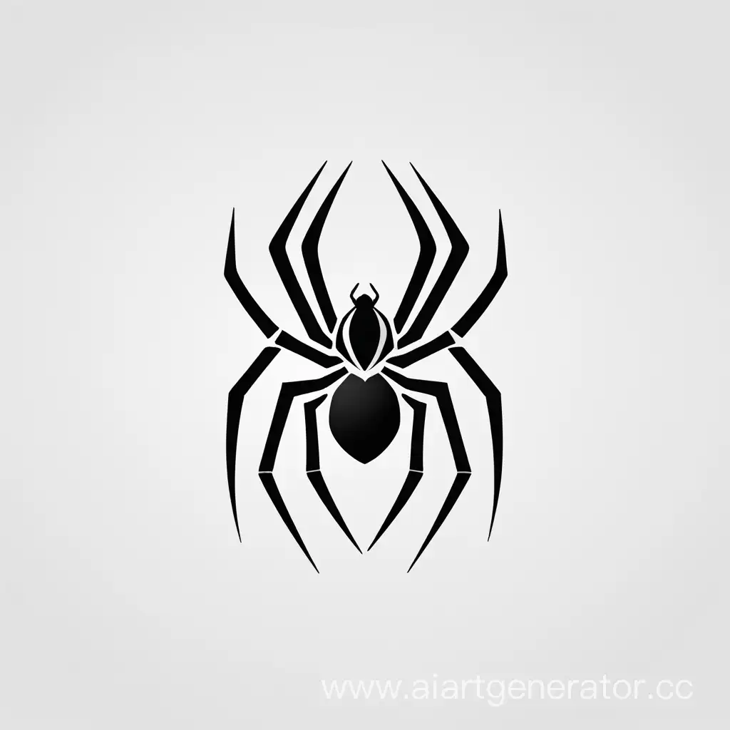 черно белый минималистичный логотип в виде паука, вид сверху


